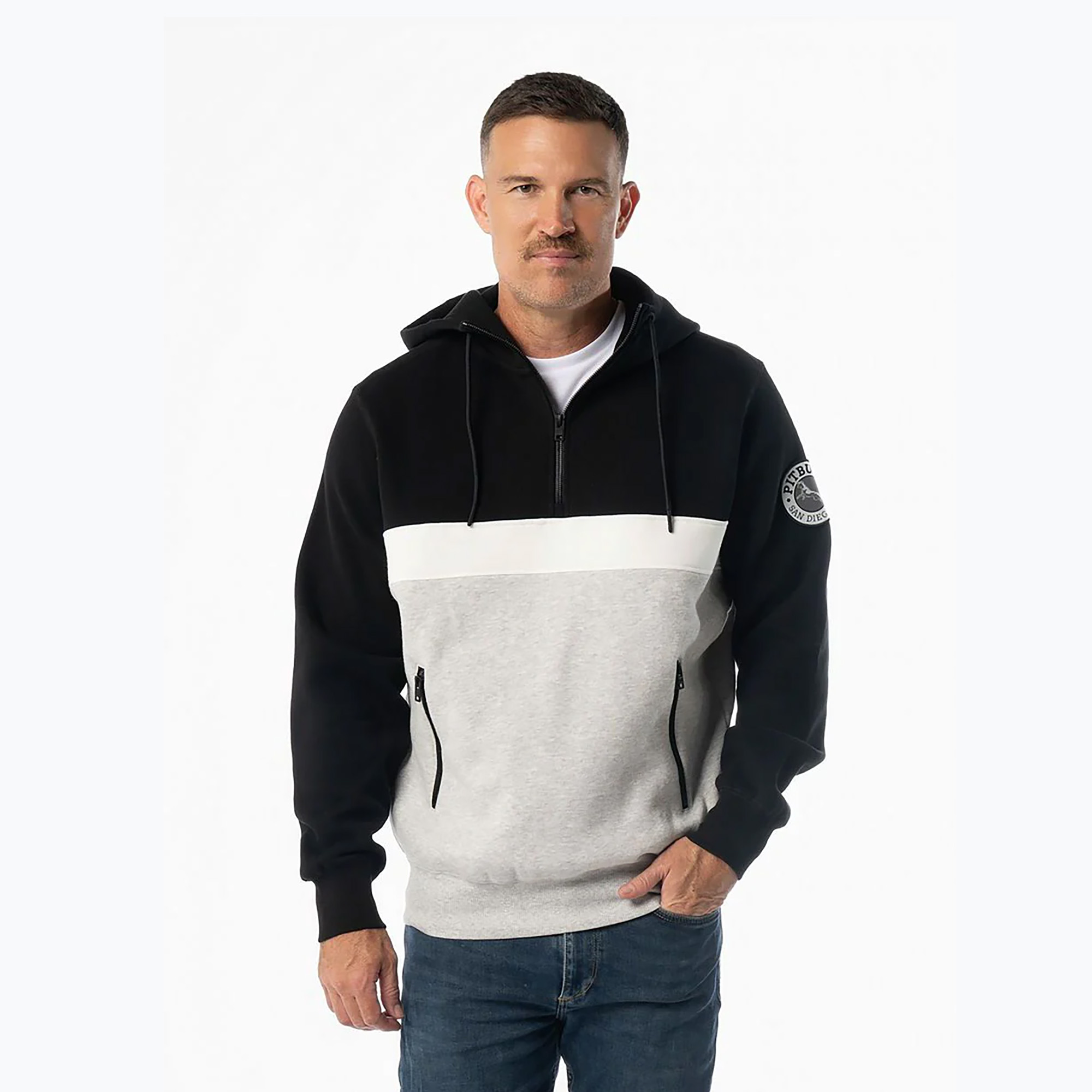 Bluză pentru bărbați Pitbull Gibson Hooded black/grey melange