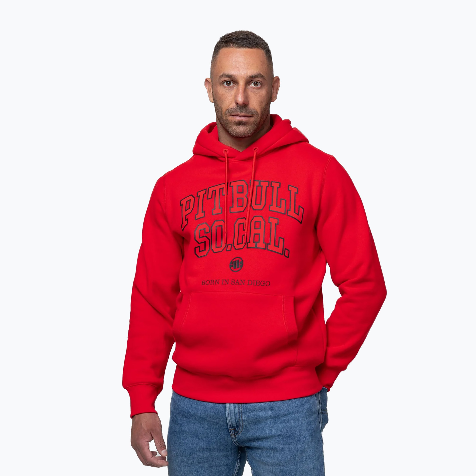 Bluza męska Pitbull So Cal Hooded fluo/red 