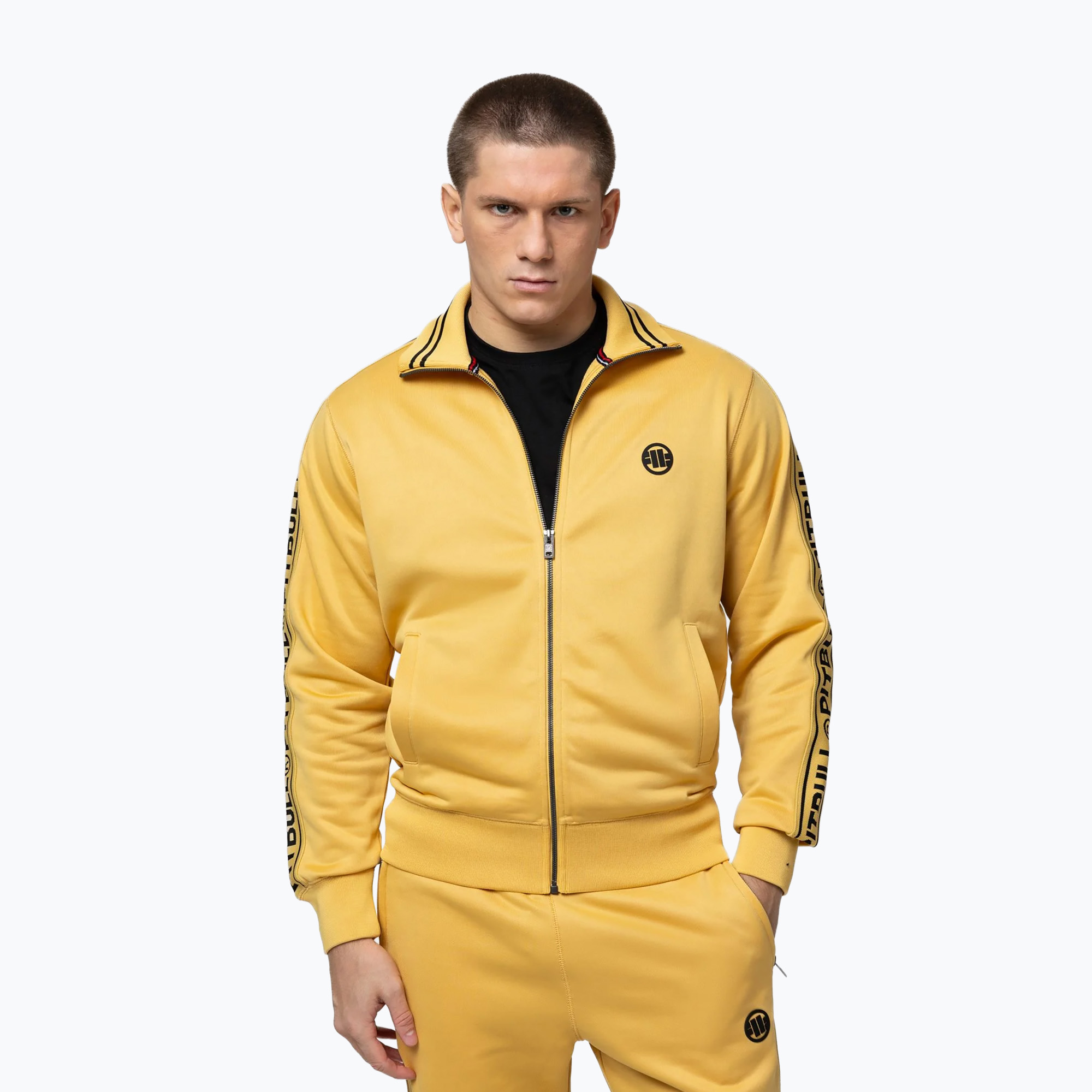 Bluza męska Pitbull Trackjacket Tape Logo Terry Group pale yellow 