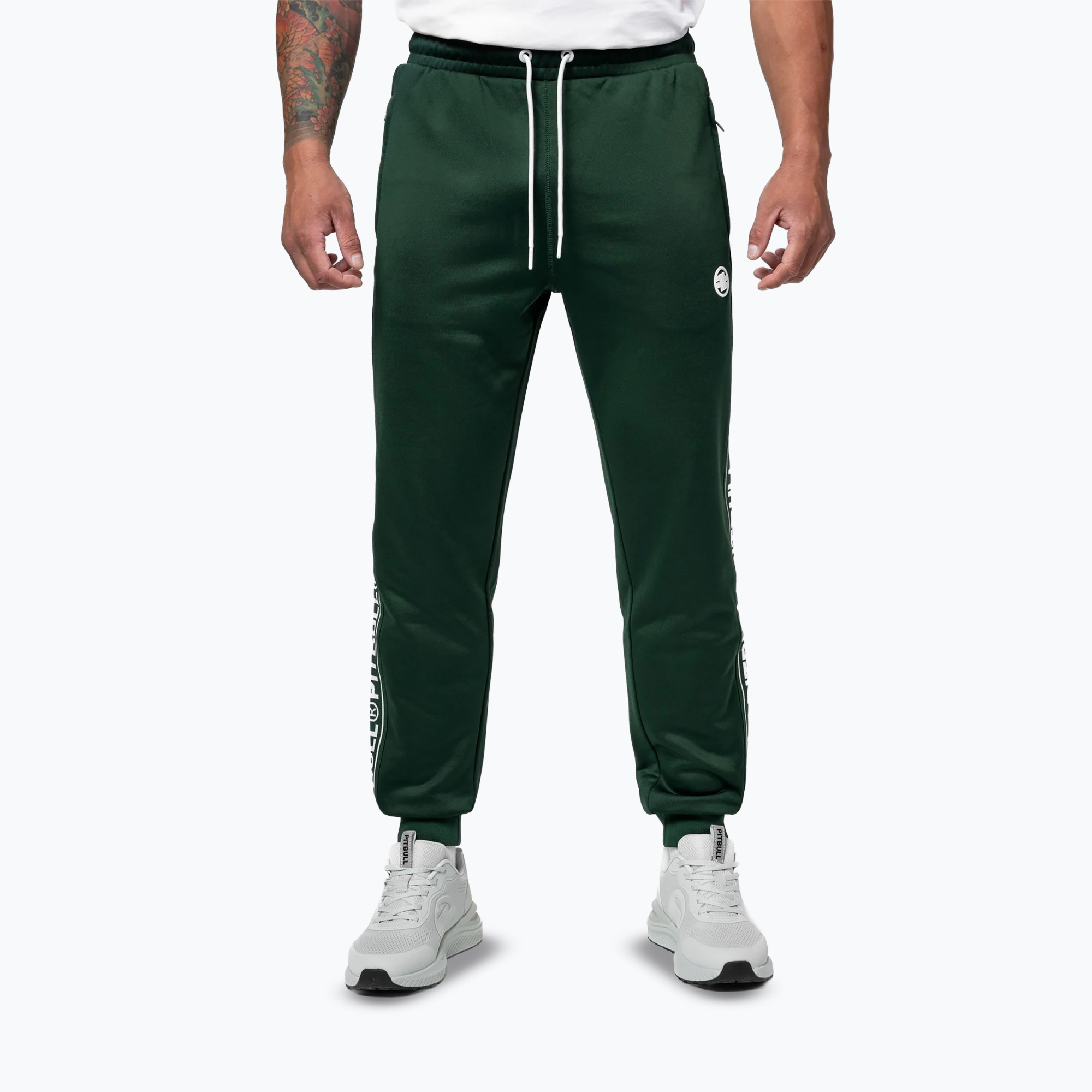 Spodnie męskie Pitbull Trackpants Tape Logo Terry Group bottle green 