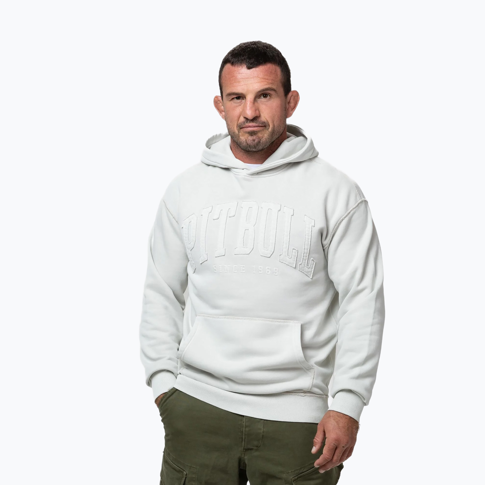 Bluză pentru bărbați Pitbull Orlando Hooded white stone