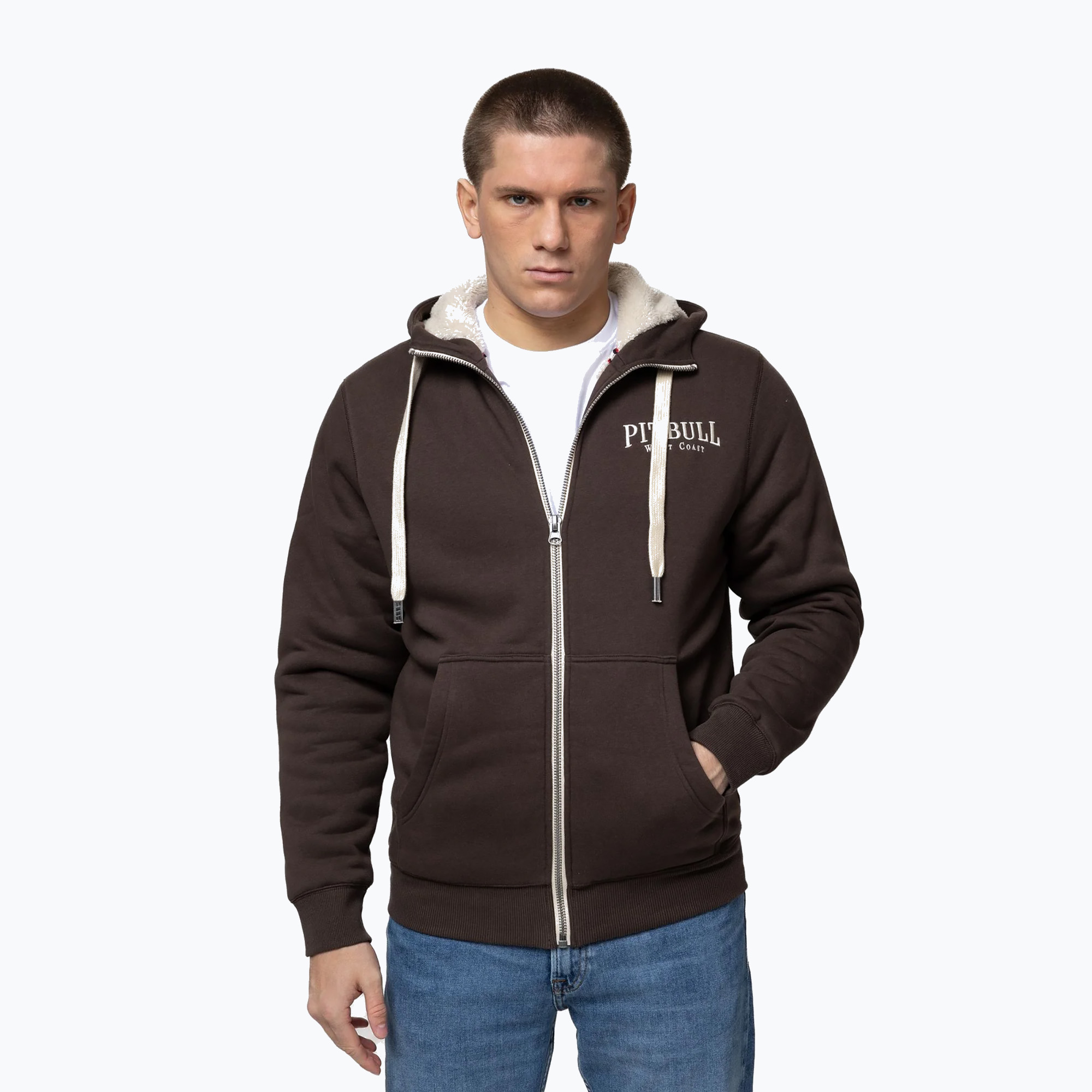 Bluza męska Pitbull Ruffin Detroit Hooded Zip dark chocolate 