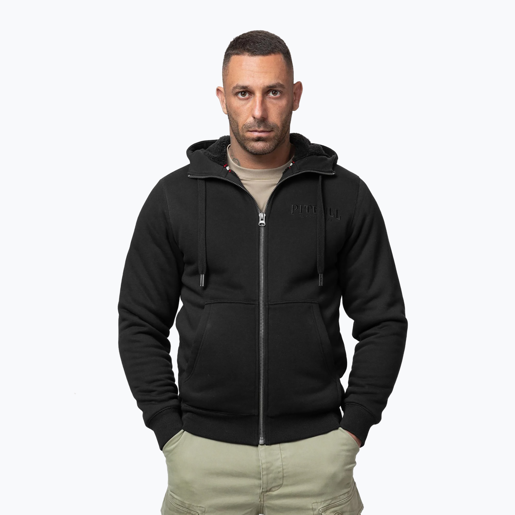 Bluza męska Pitbull Ruffin Detroit Hooded Zip black/black 