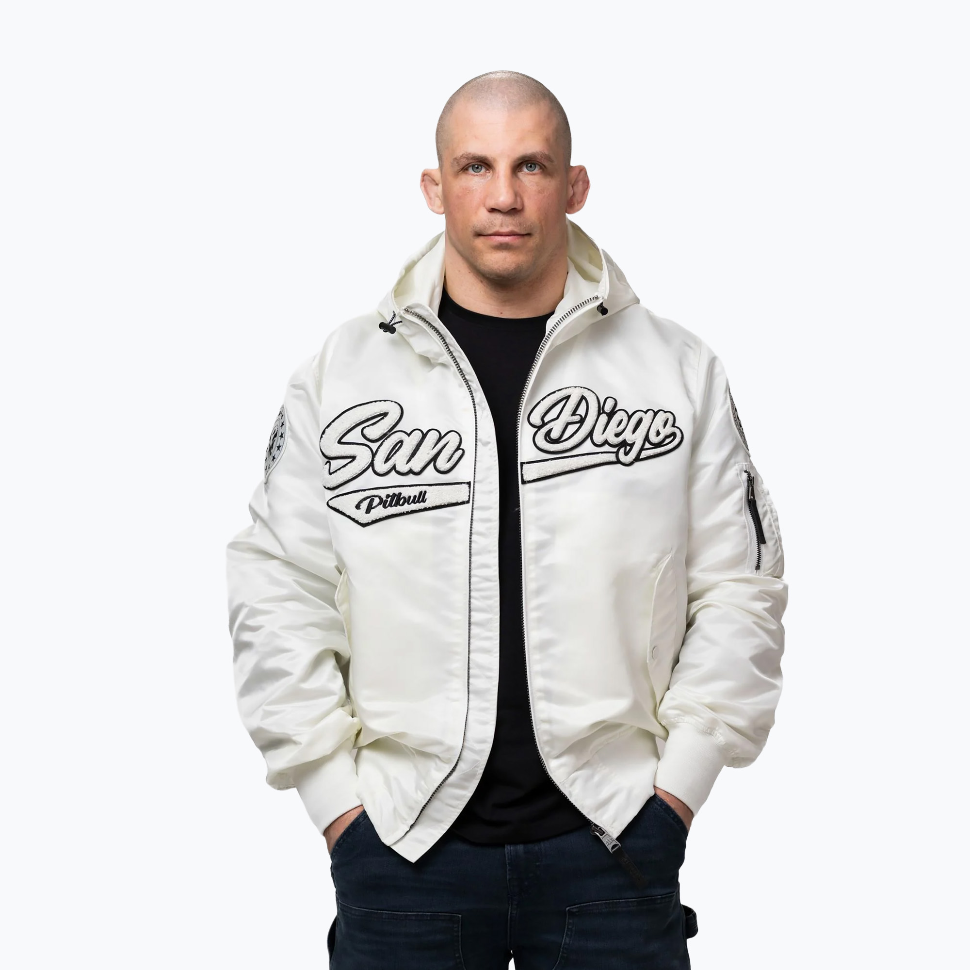 Мъжко яке Pitbull Aero Flight Hooded off white