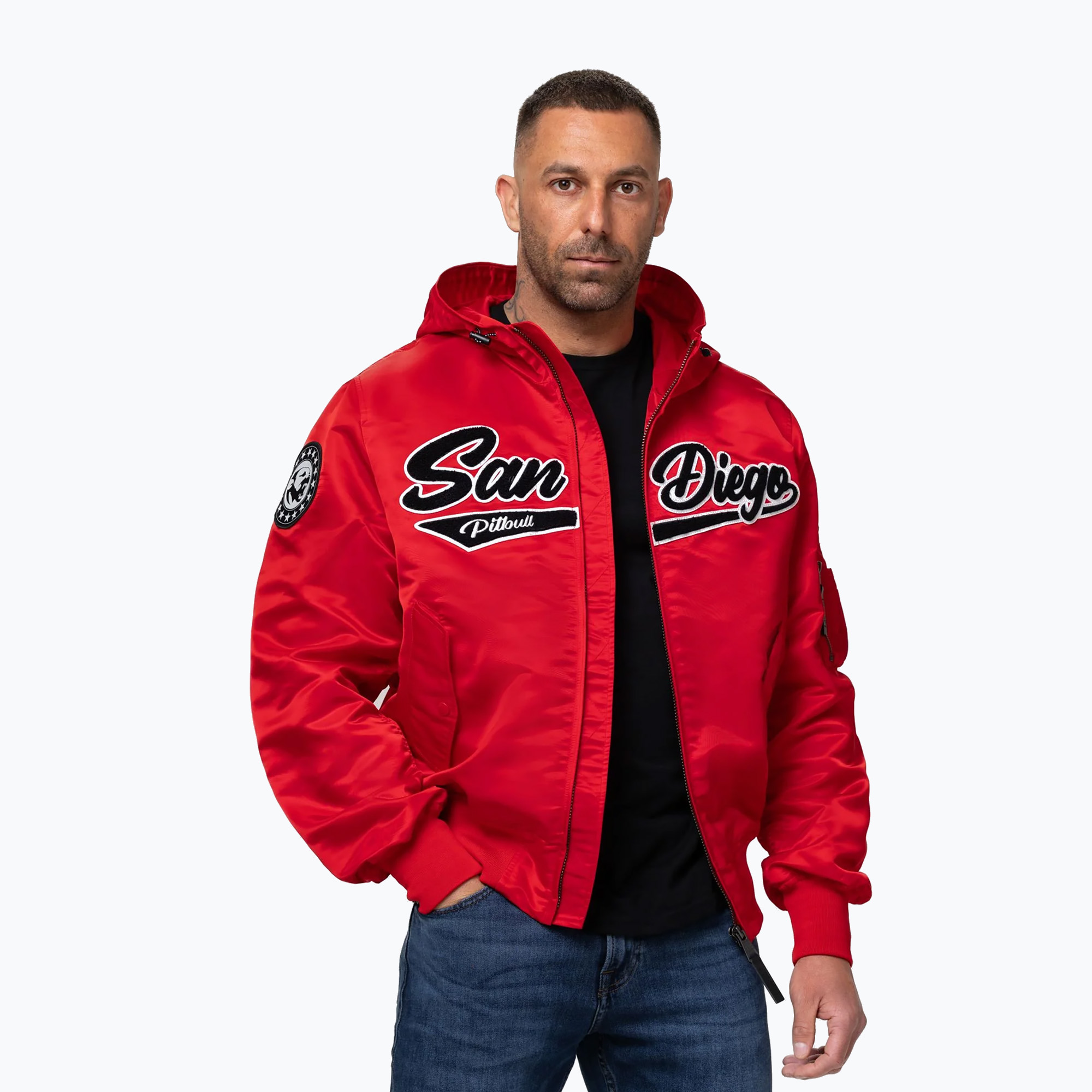 Мъжко яке Pitbull Aero Flight Hooded fluo/red