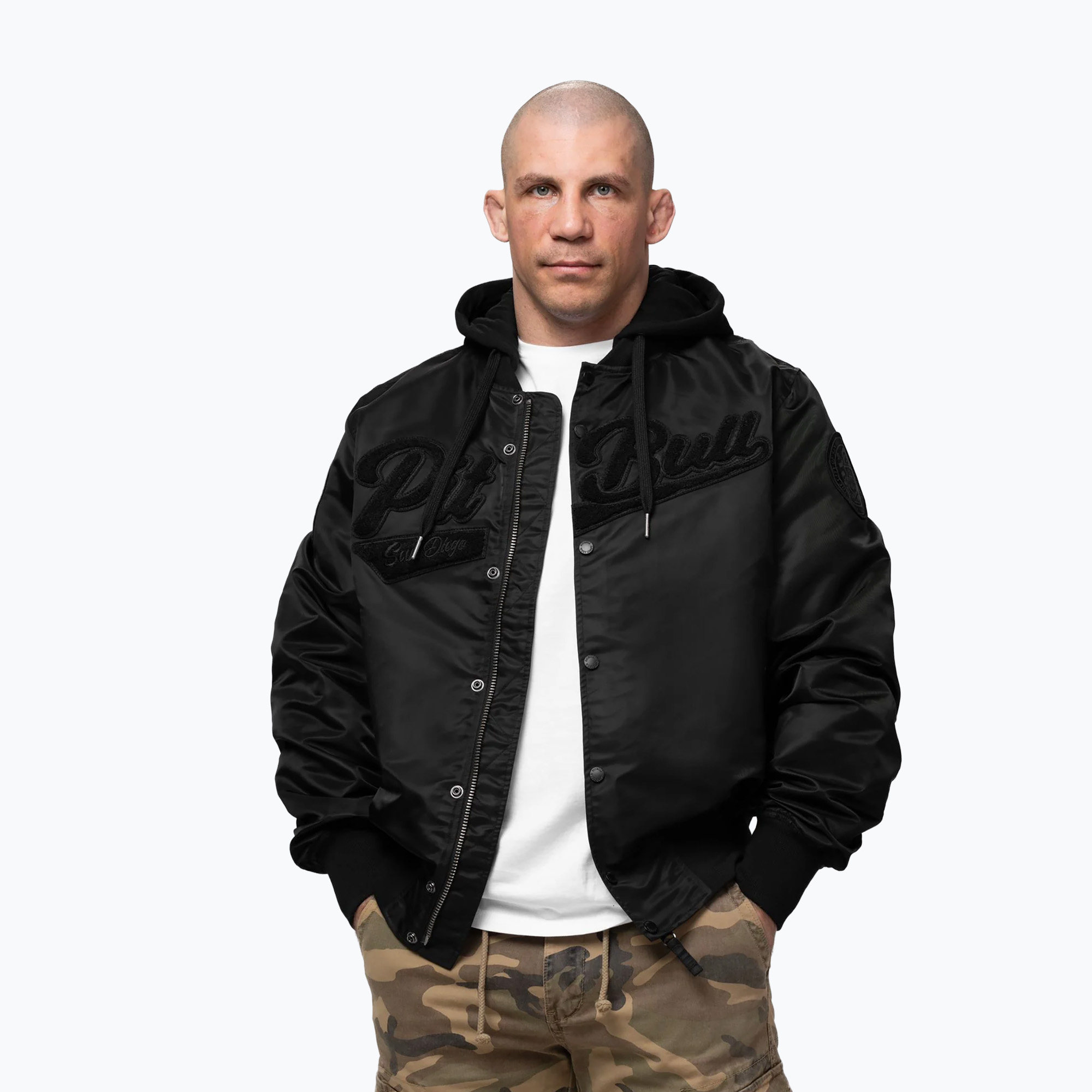 Geacă pentru bărbați Pitbull Mason San Diego Baseball Hooded black
