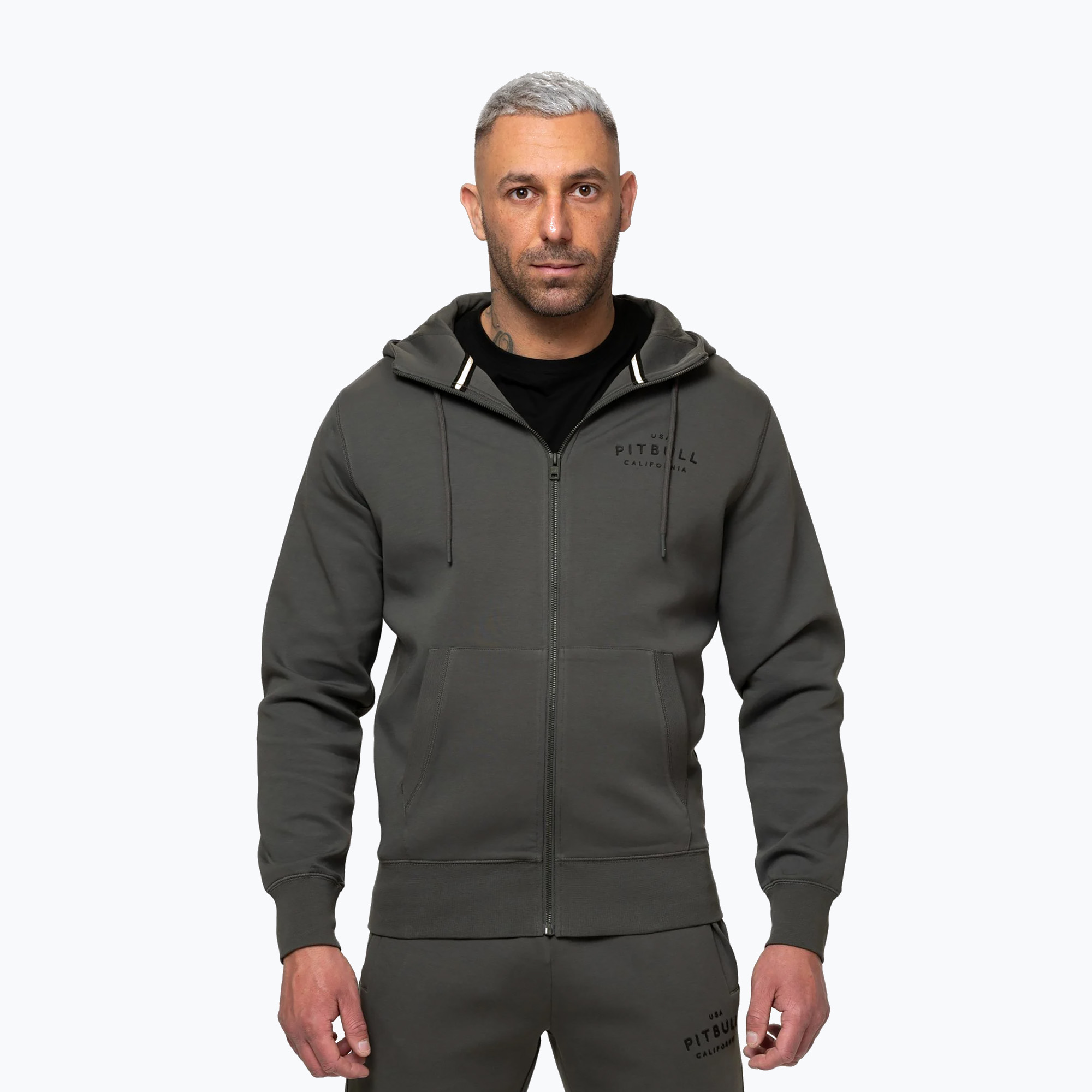 Мъжки суитшърт Pitbull Sampson Hooded Zip Sweatshirt grey/green
