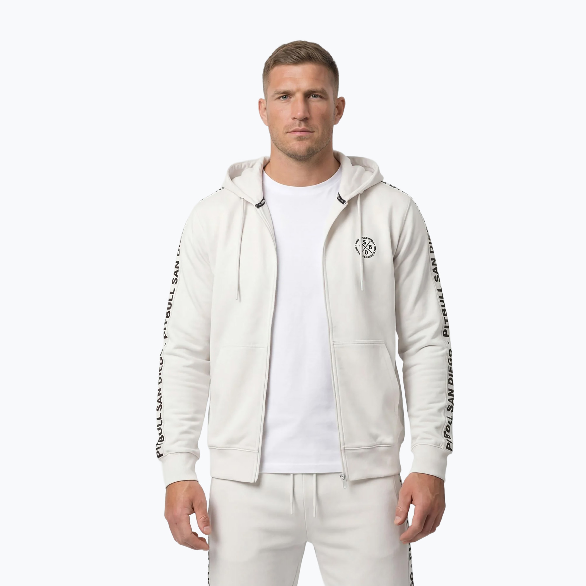 Мъжки суитшърт Pitbull Tape Parker Hooded Zip off white