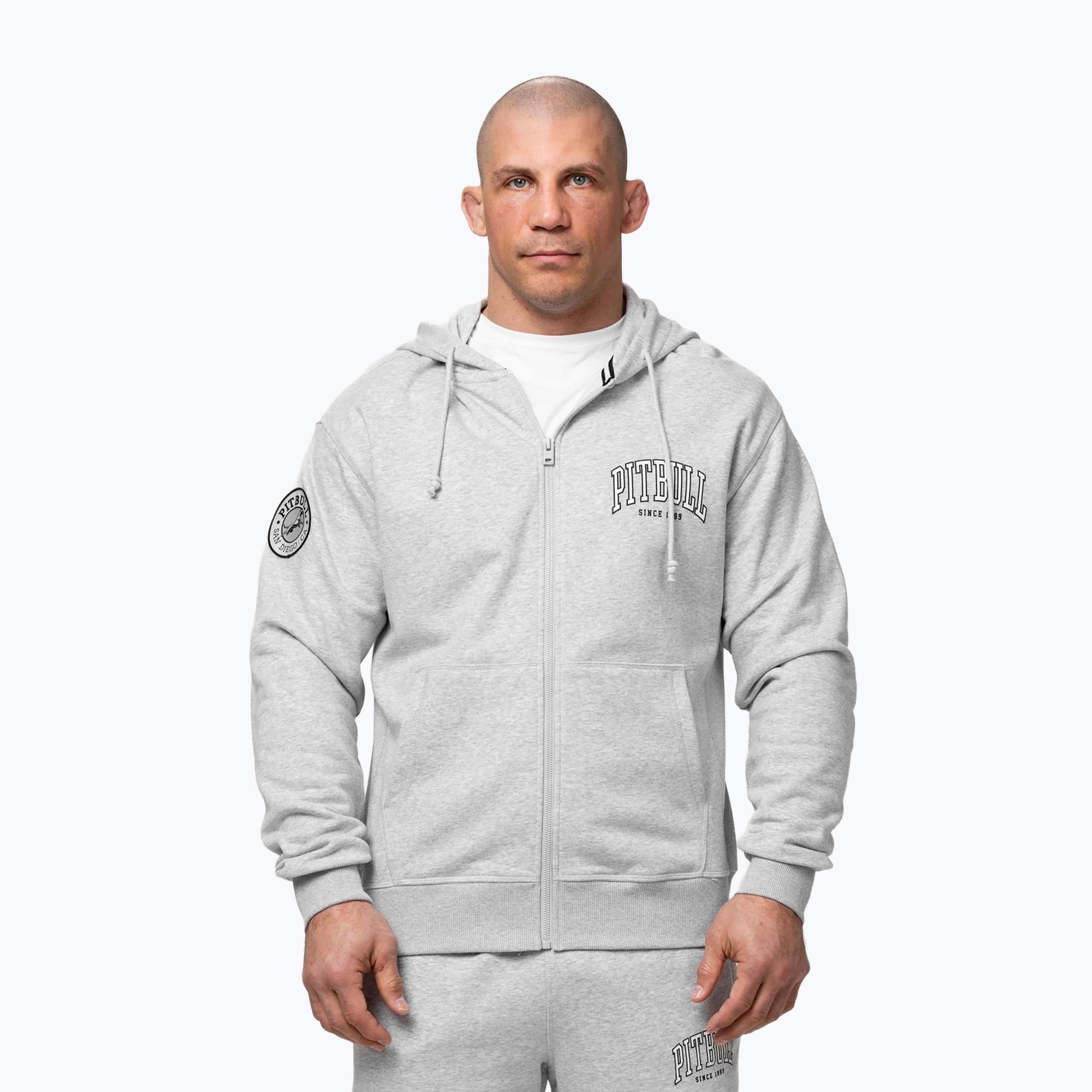 Pánska mikina Pitbull Badger Hooded Zip grey/melange