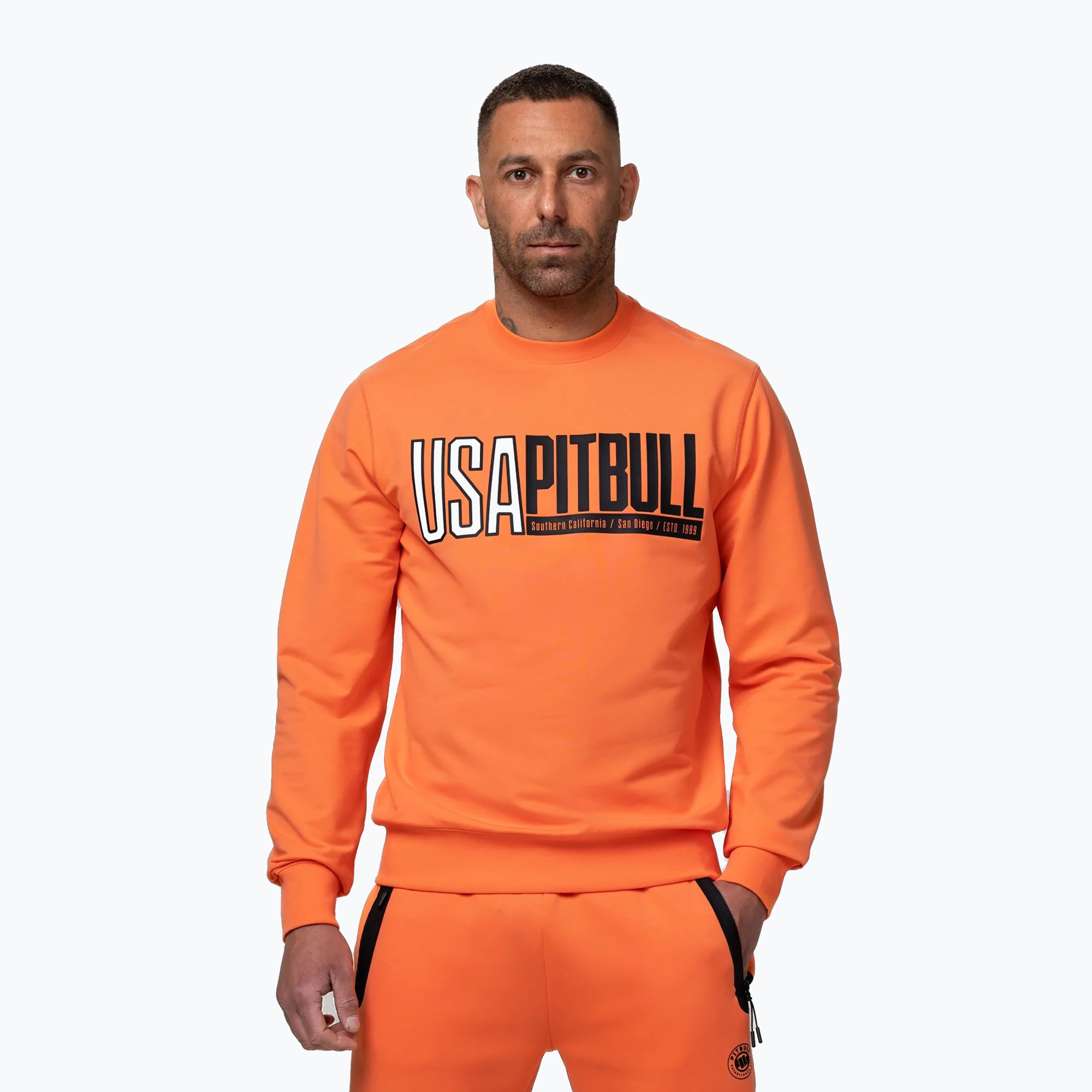 Мъжки суитшърт Pitbull USA Crewneck Sweatshirt fluo orange
