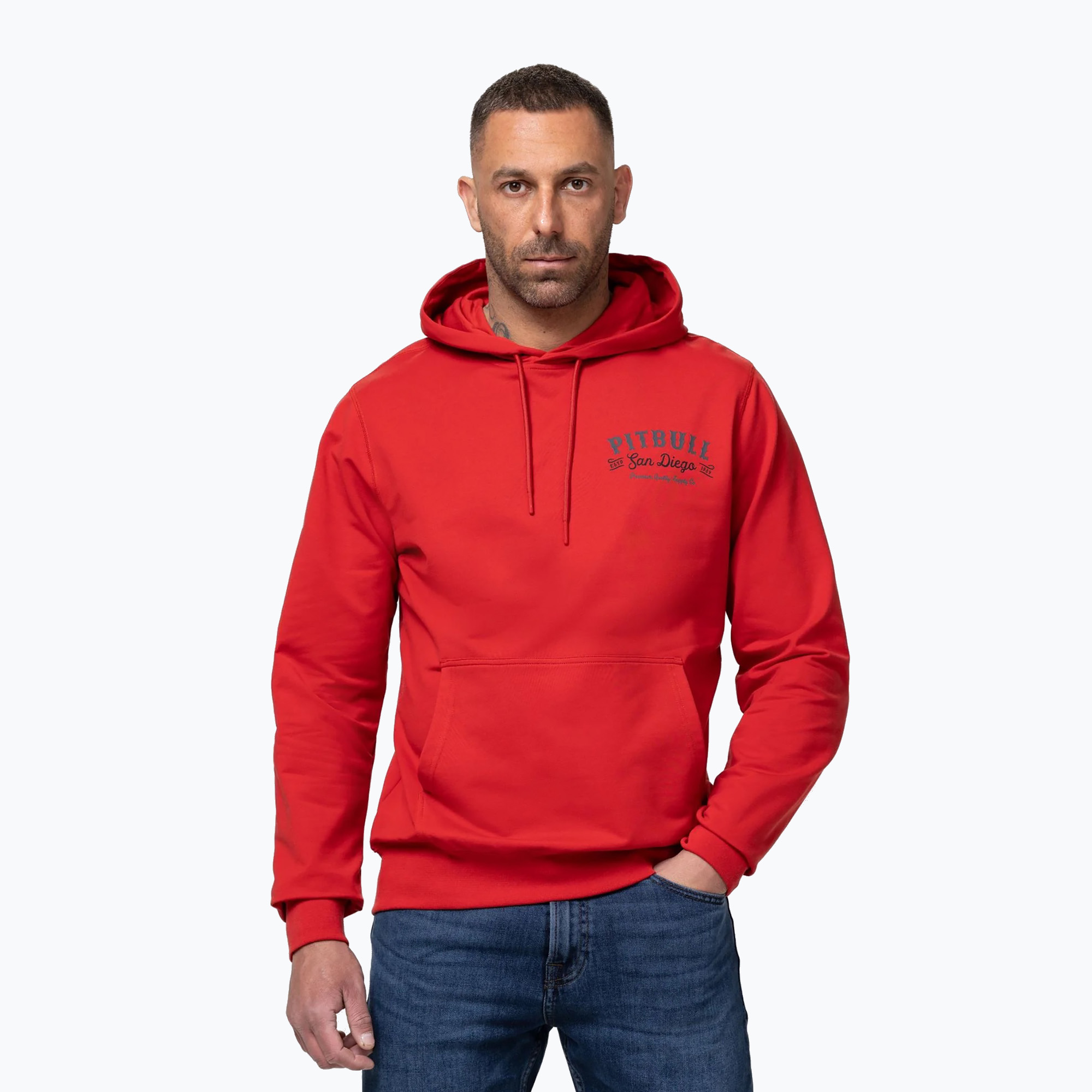 Мъжки суитшърт Pitbull Strenght & Respect Sweatshirt Hooded red