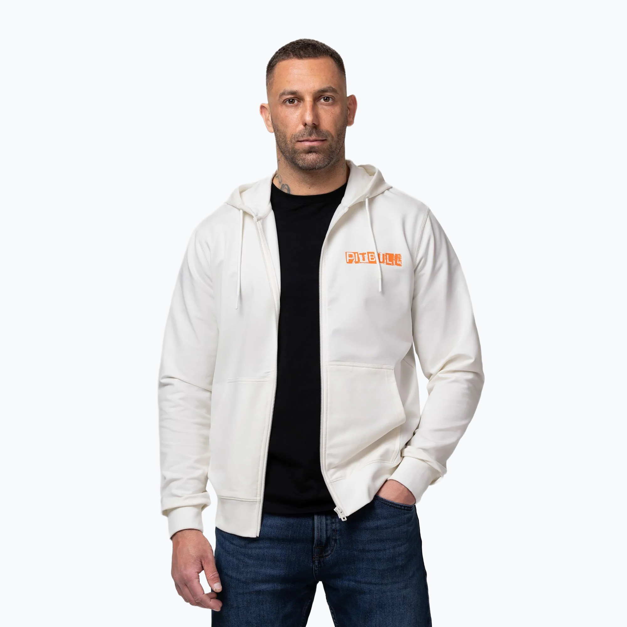 Мъжки суитшърт Pitbull Blacky Sweatshirt Zip Hooded off white