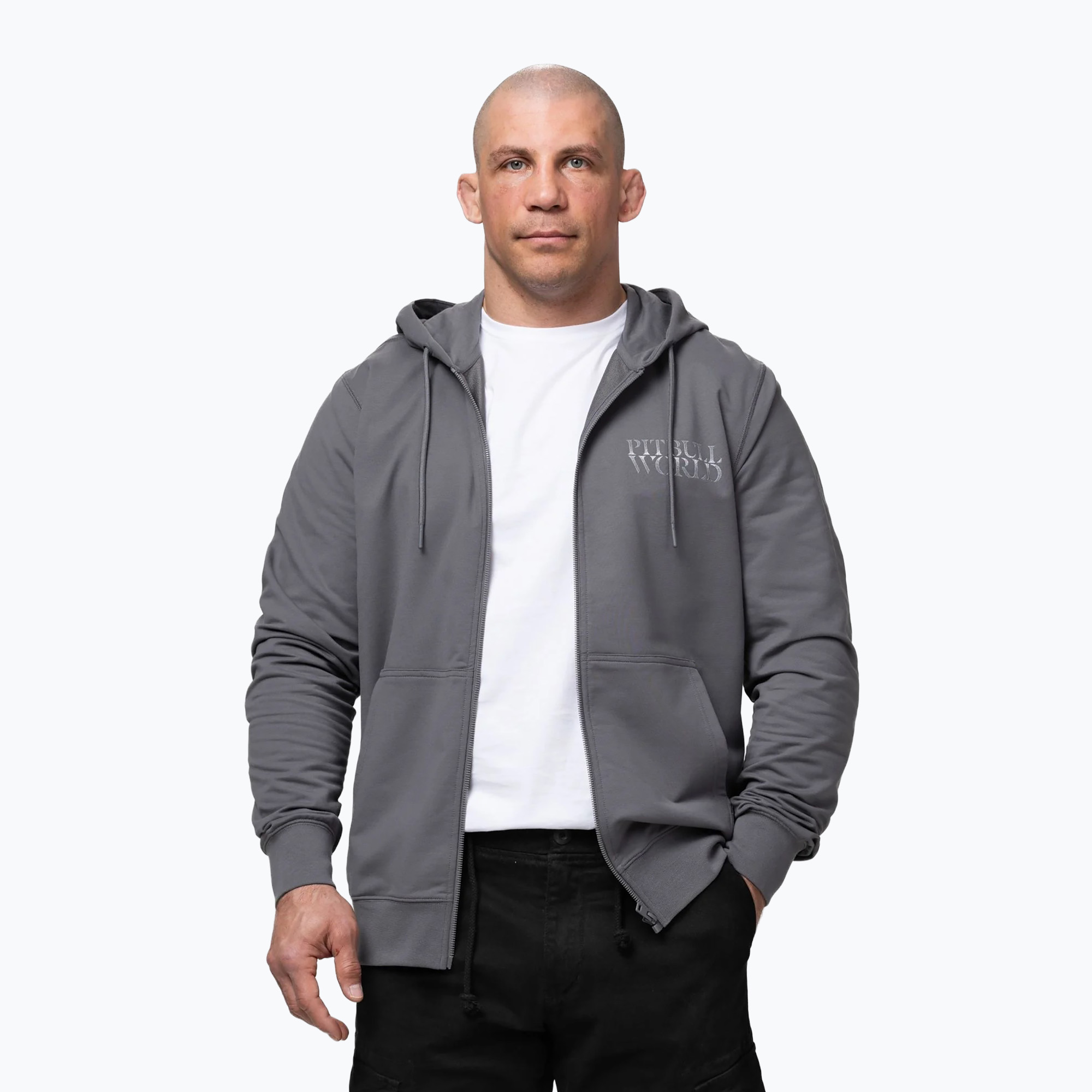 Bluză pentru bărbați Pitbull World Sweatshirt Zip Hooded graphite