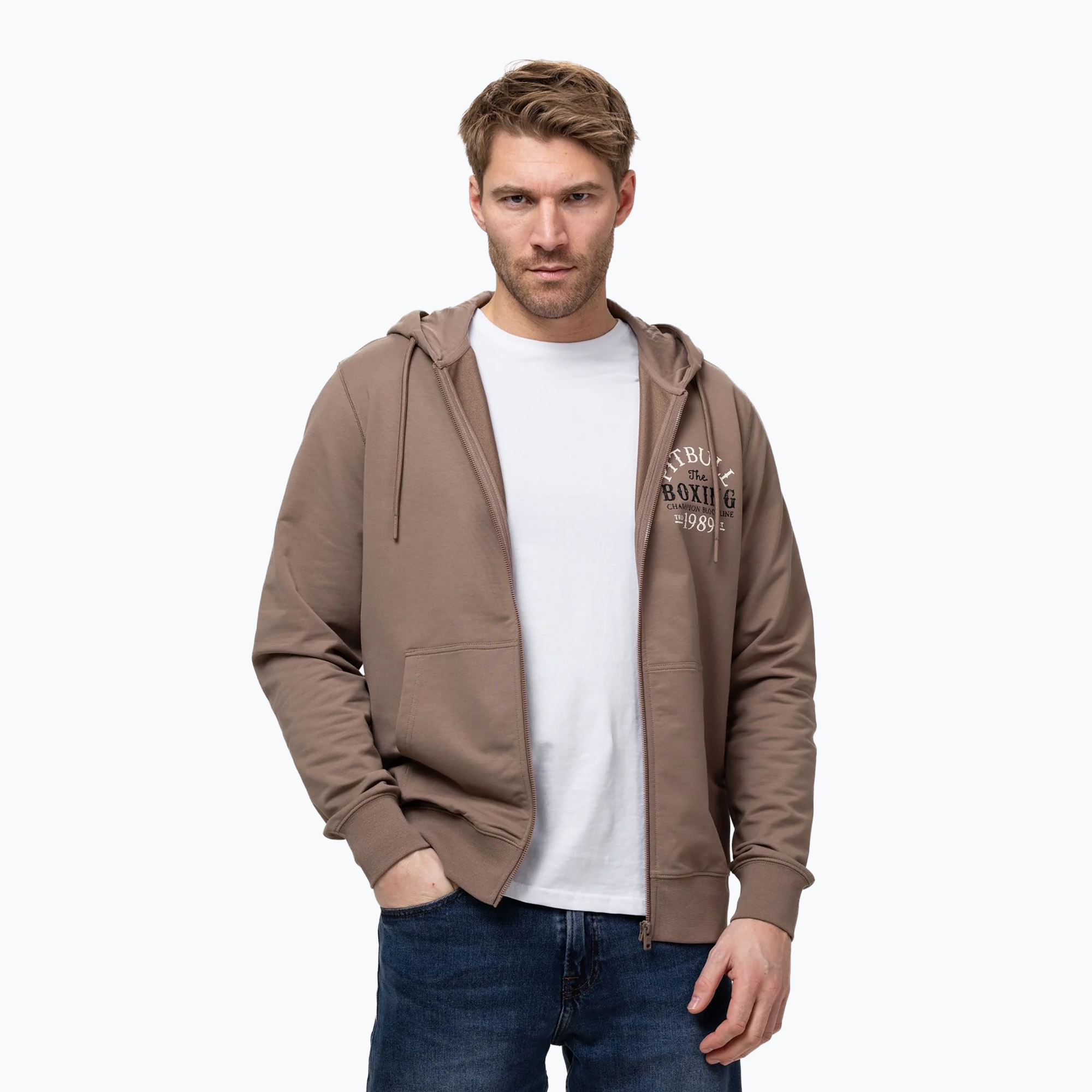 Bluză pentru bărbați Pitbull Bloodline 2 Sweatshirt Zip Hooded brown savana