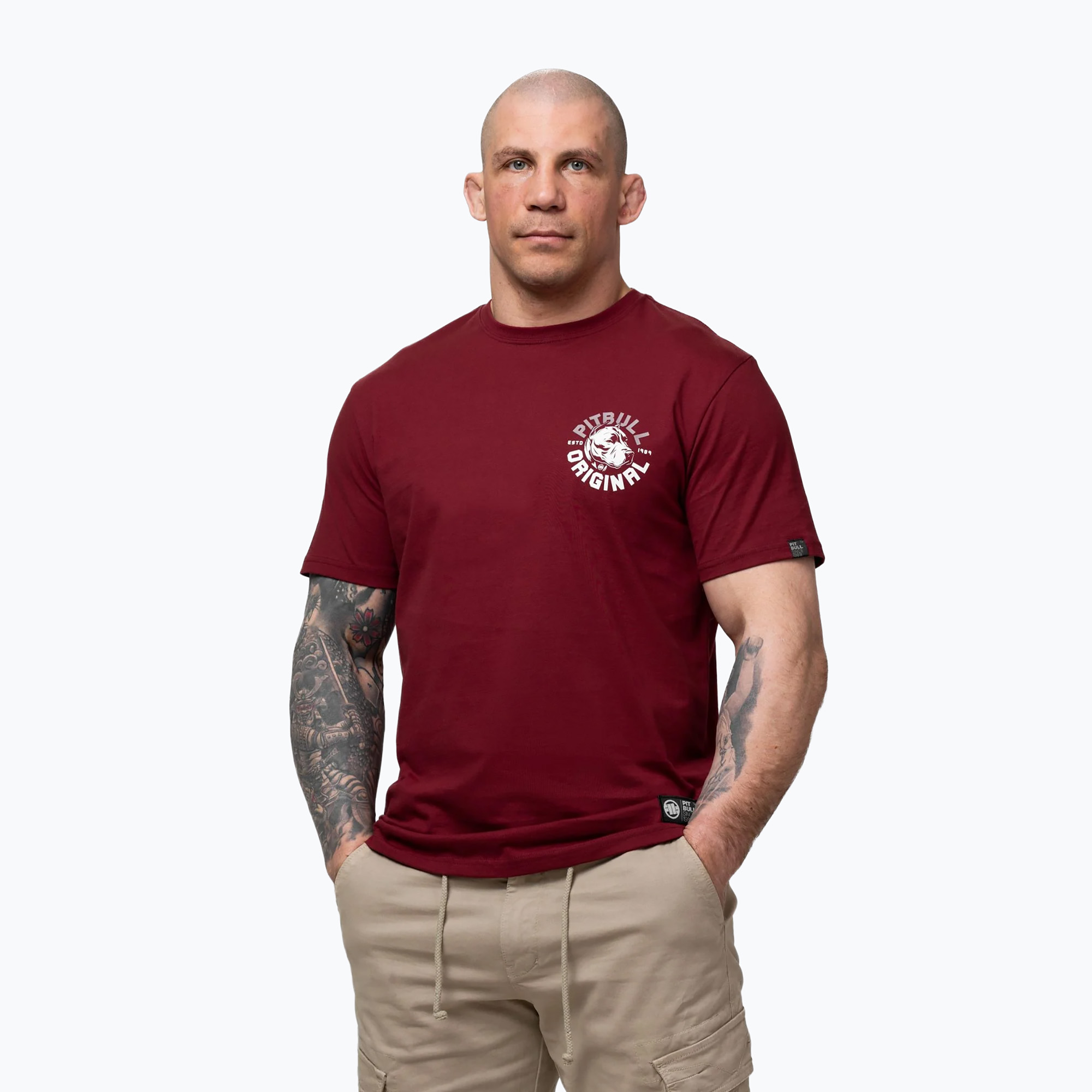 Tricou pentru bărbați Pitbull Dog SD burgundy