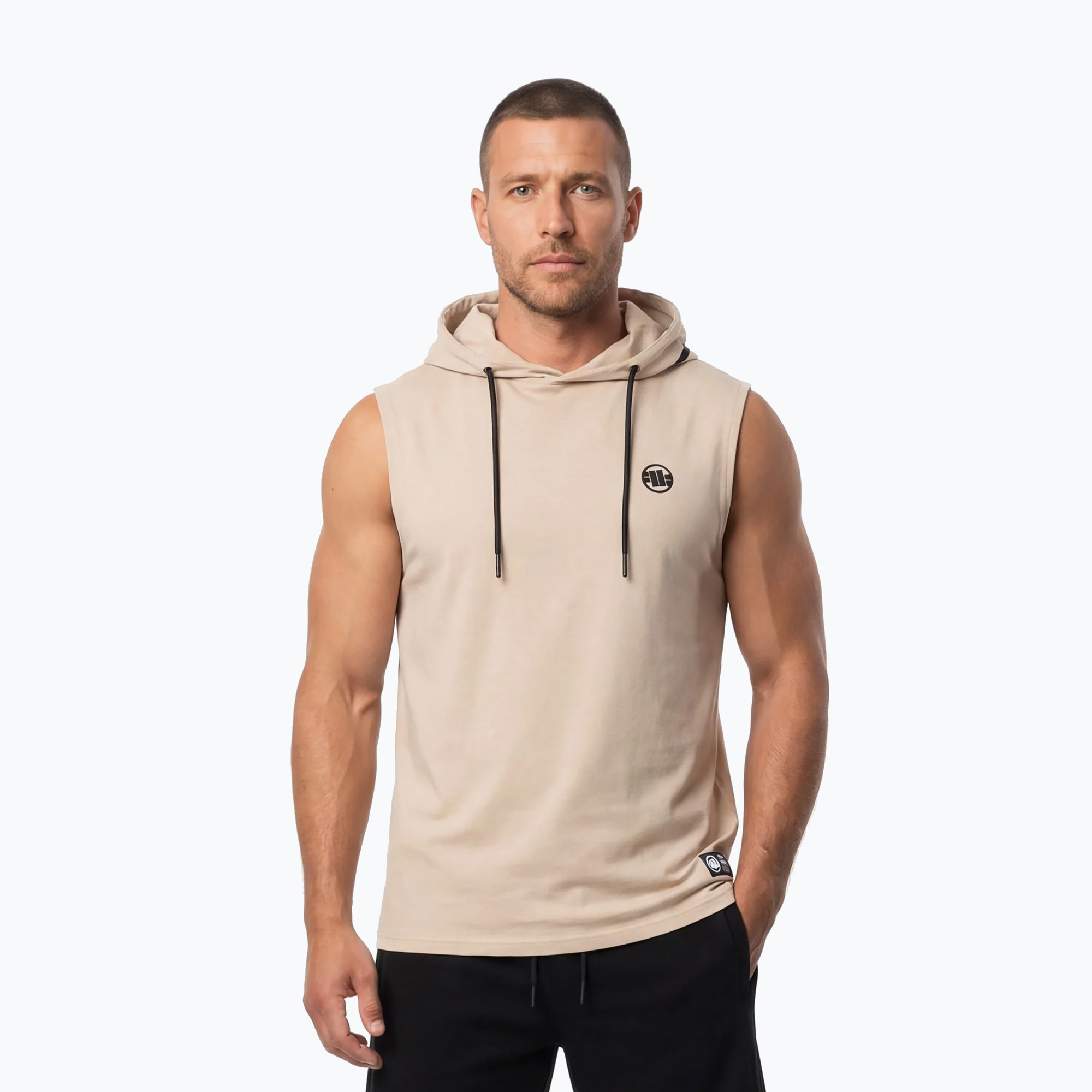 Мъжки суитшърт за тренировка Pitbull Mercado Hilltop Sleeveless Hooded pale sand