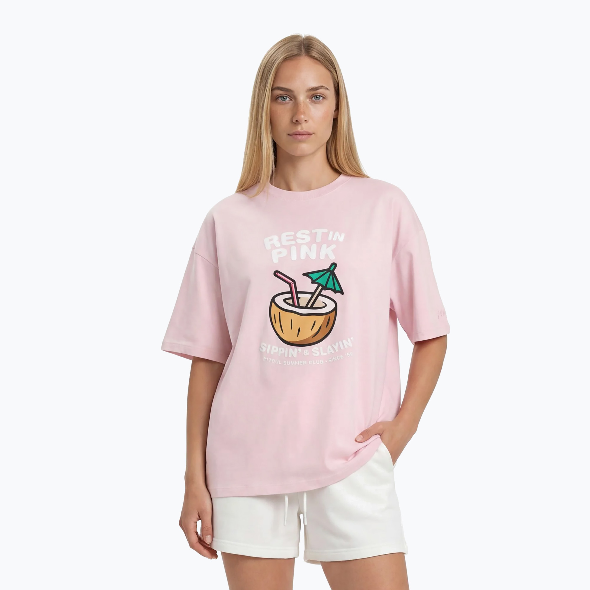 Dámske tričko Pitbull Rest In Pink Oversize strawberry cream