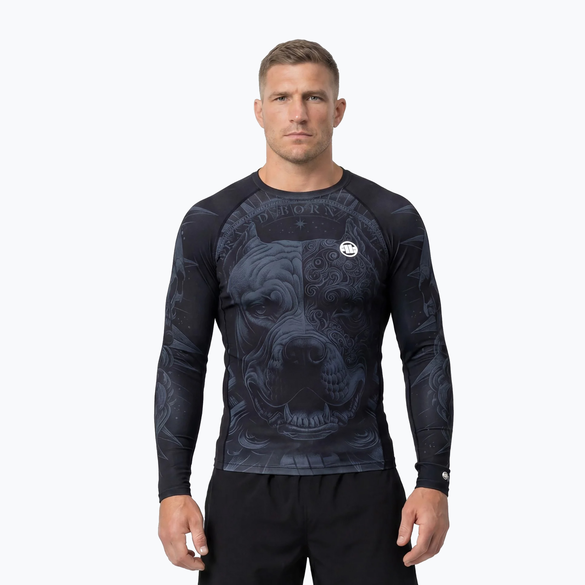 Rashguard cu mânecă lungă pentru bărbați Pitbull World Rashguard black
