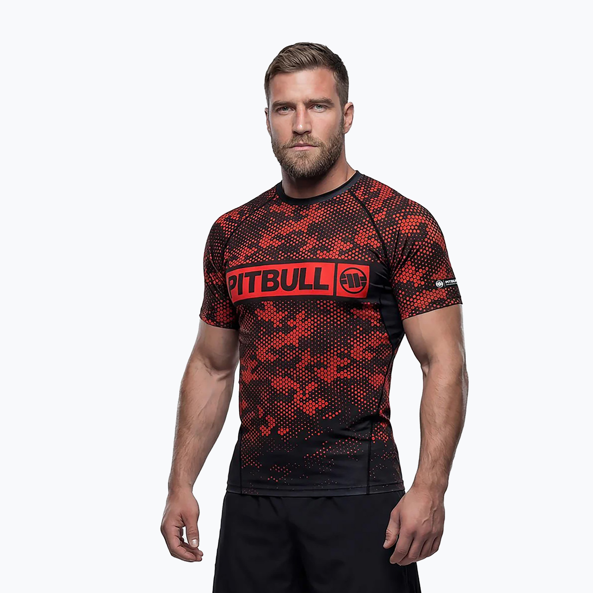 Rashguard pentru bărbați Pitbull Hex Camo Hilltop Rashguard red