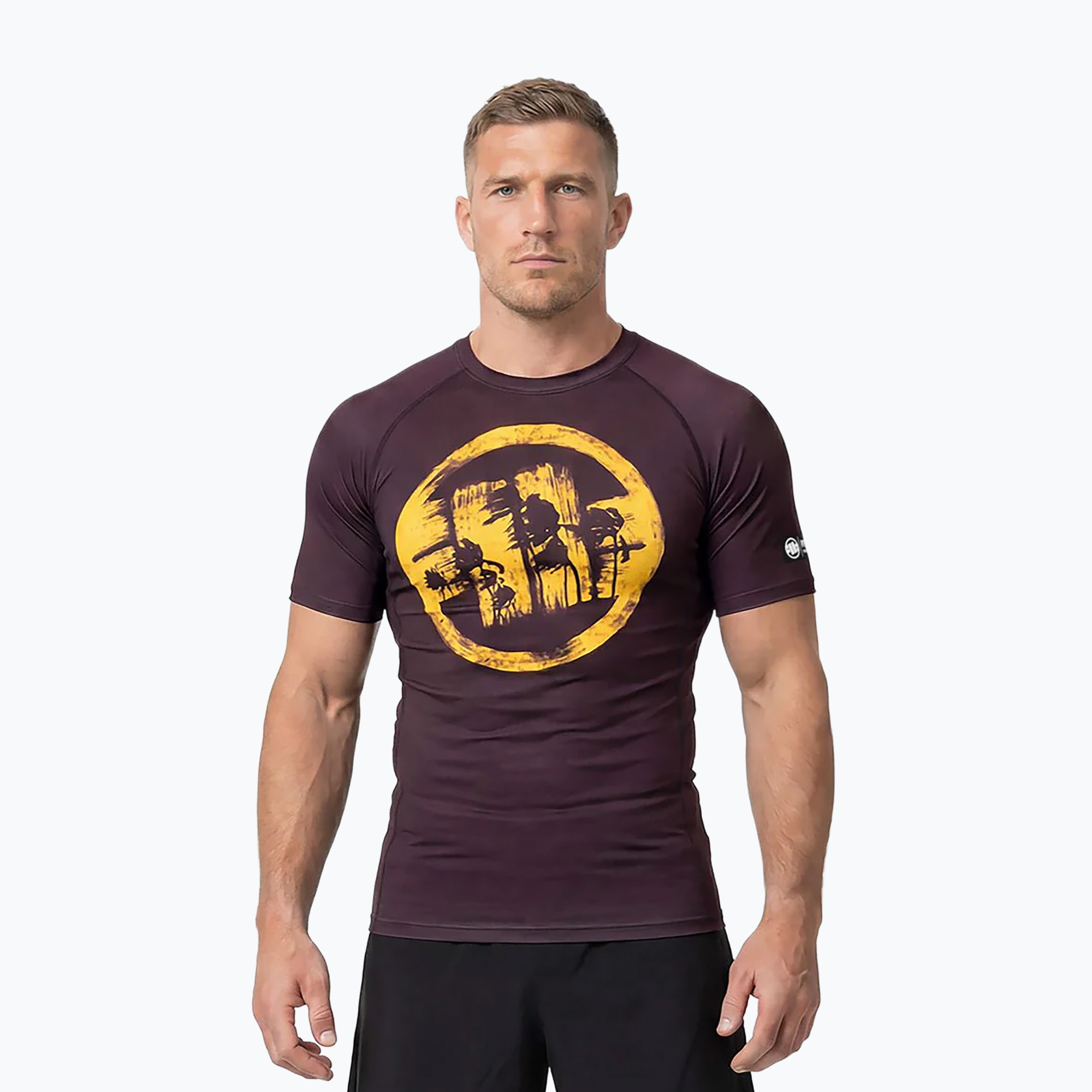 Мъжка тениска Pitbull Rashguard Logo Palms brown