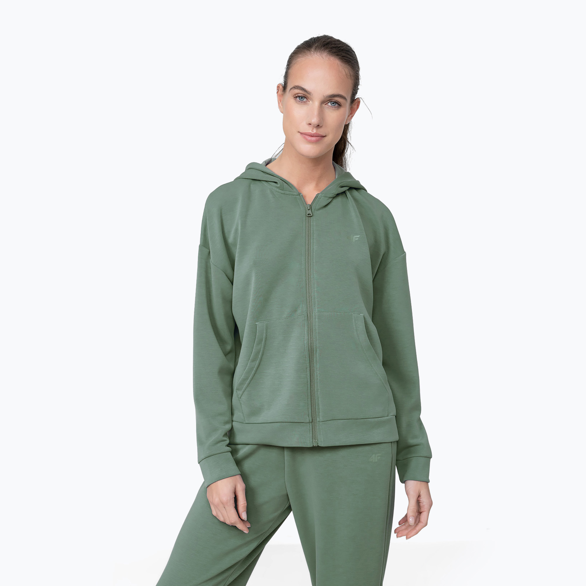 Hanorac yoga pentru femei 4F verde H4Z22-BLD041 (H4Z22-BLD041)