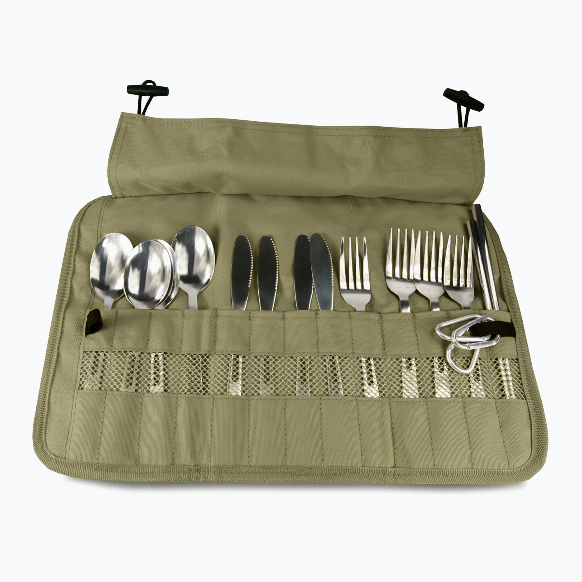 Комплект прибори за хранене OFFLANDER Camping Cutlery Set with Case green