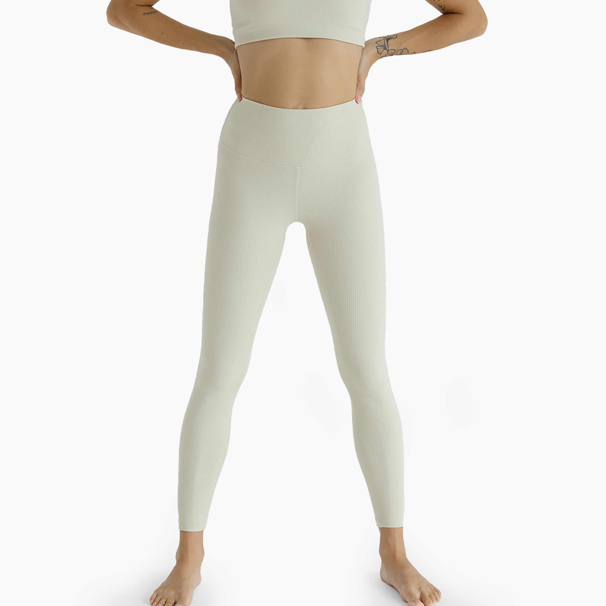 Legginsy do jogi damskie JOYINME Unity Ribbed 7/8 buttercream 