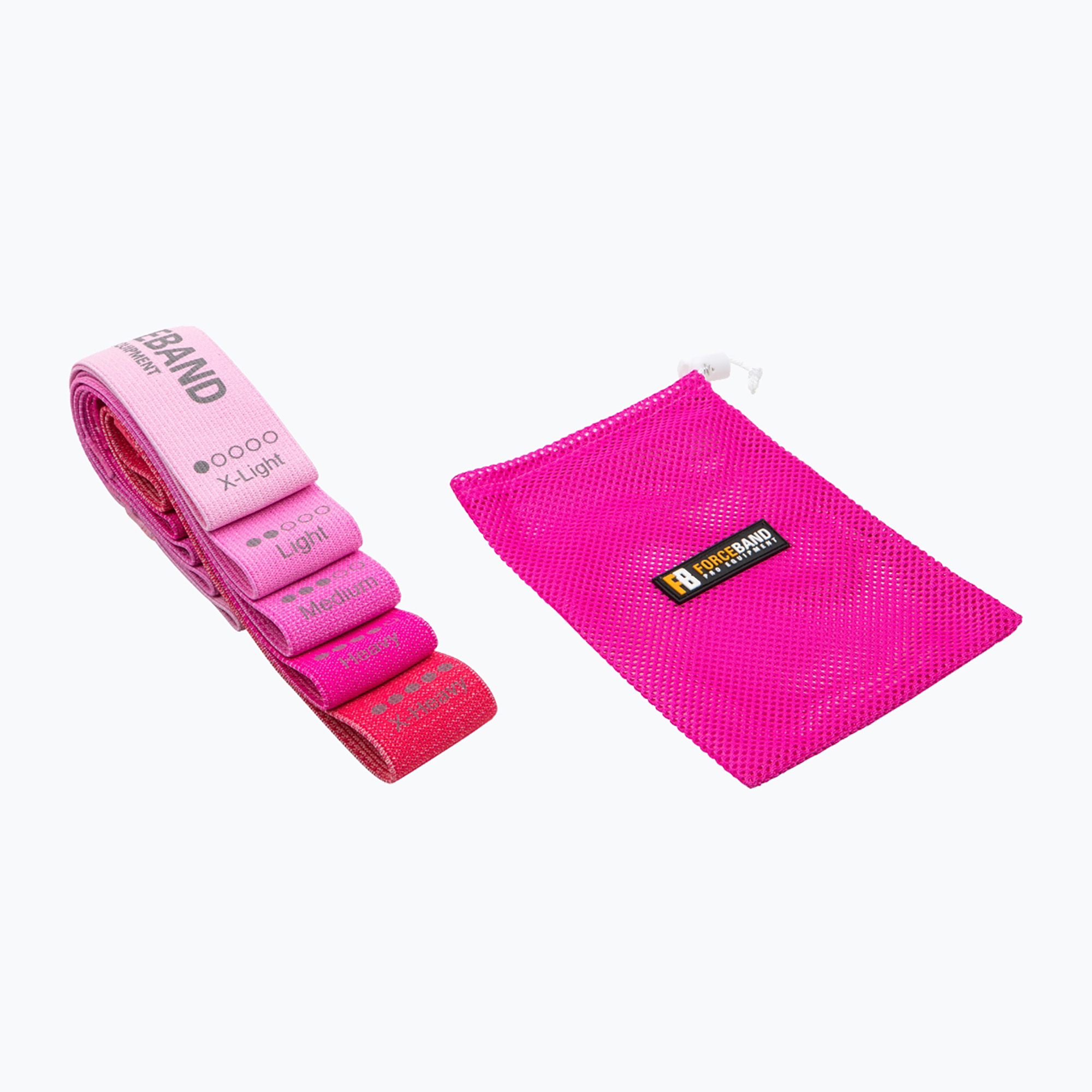 Set de benzi de antrenament FORCEBAND Mini Band 5 szt.   E-BOOK pink