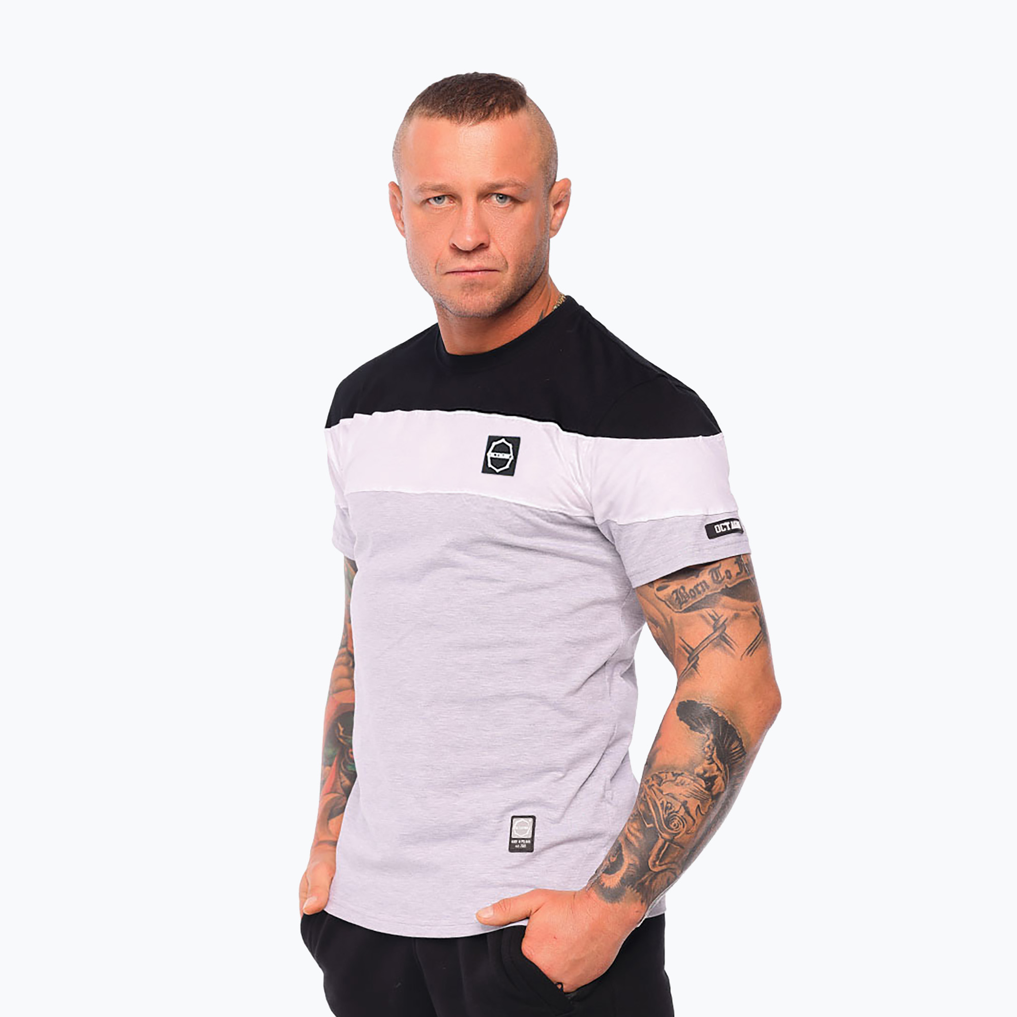 Tricou pentru bărbați Octagon As Many Chances As Courage black/white/grey