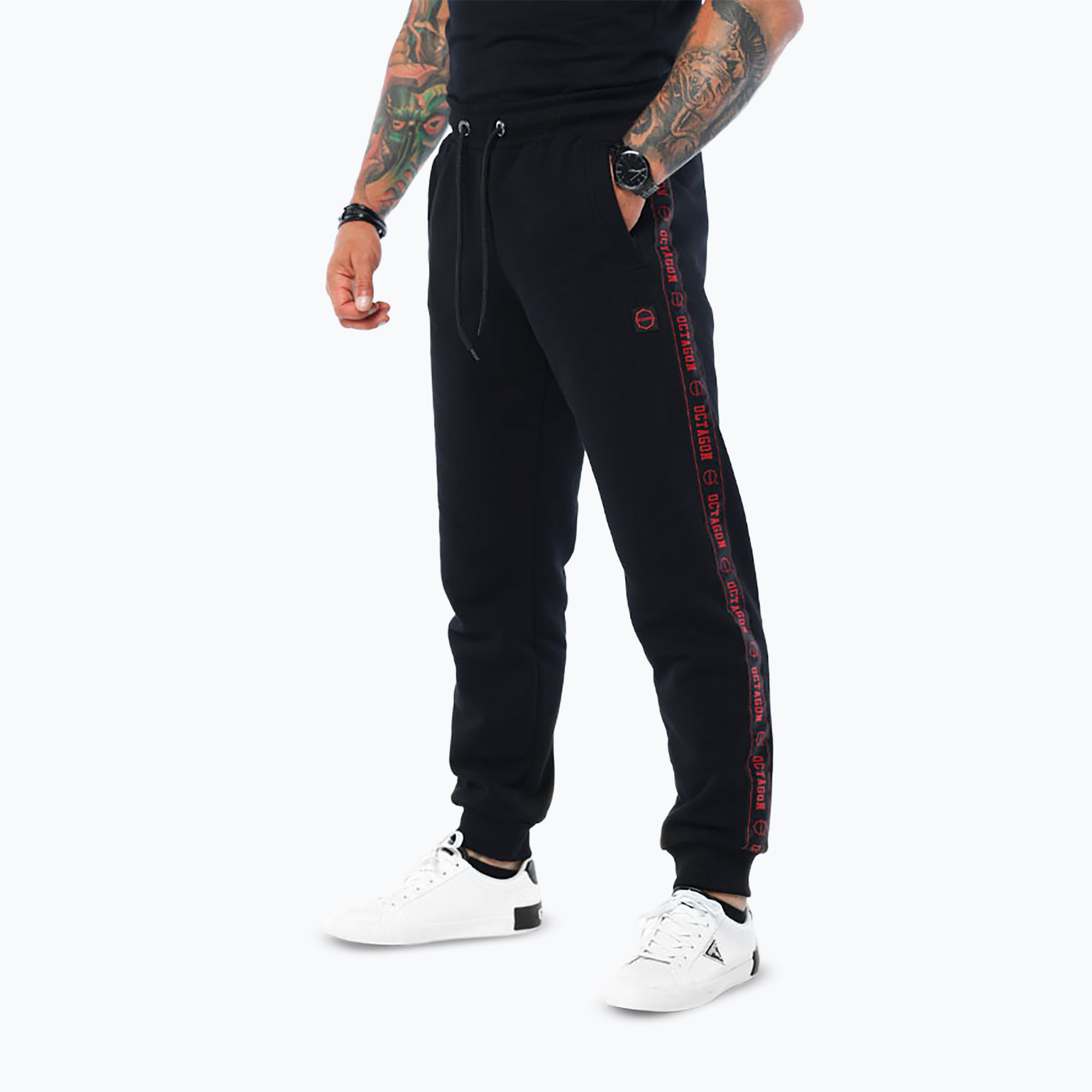 Pantaloni pentru bărbați Octagon Stripe black/red