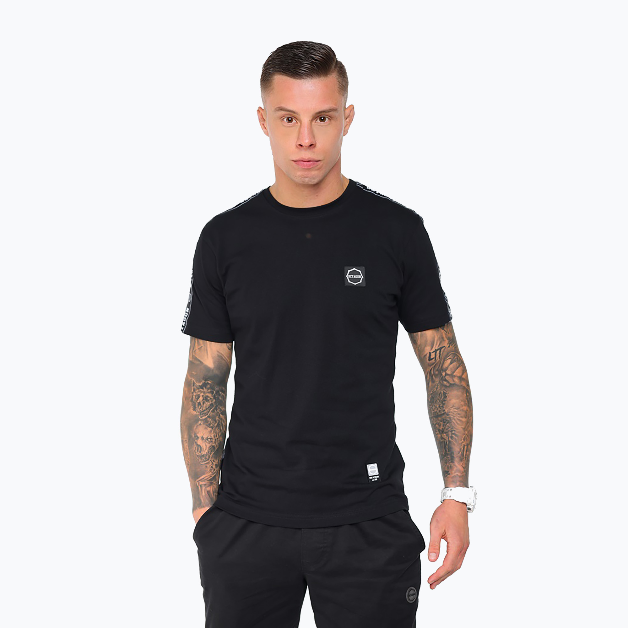 Tricou pentru bărbați Octagon Stripe black/white