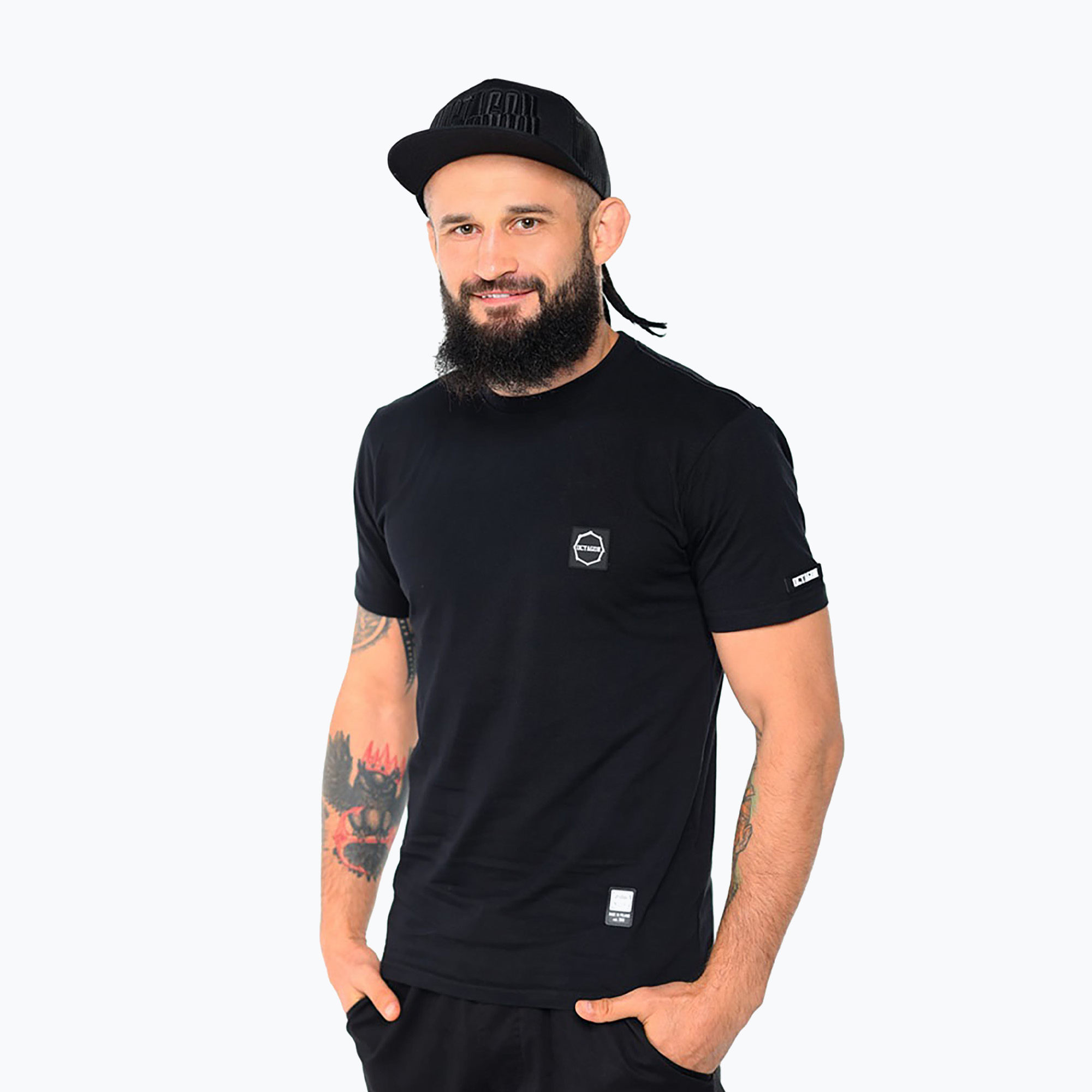 Tricou pentru bărbați Octagon Small Logo black/white