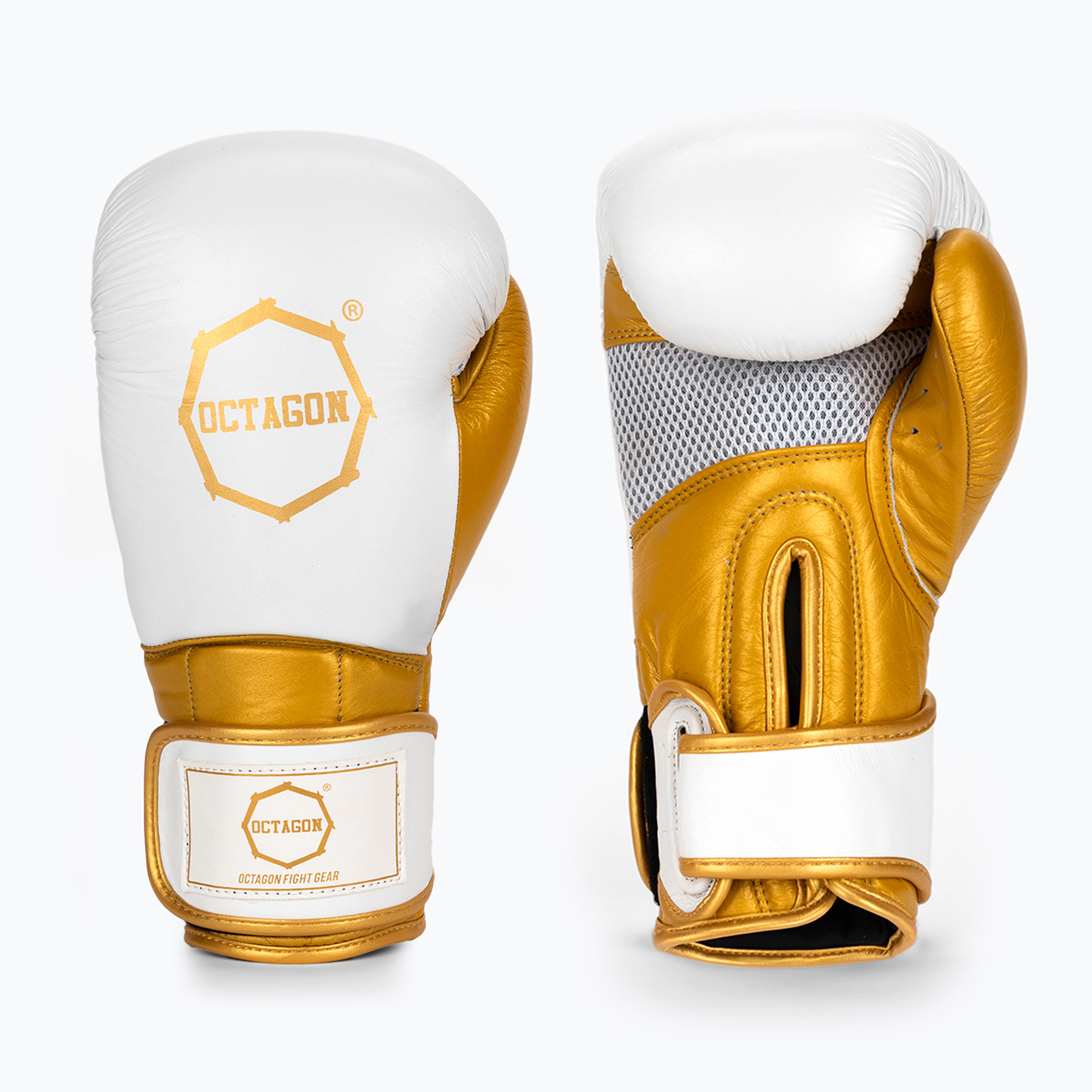 Rękawice bokserskie Octagon Prince white/gold 