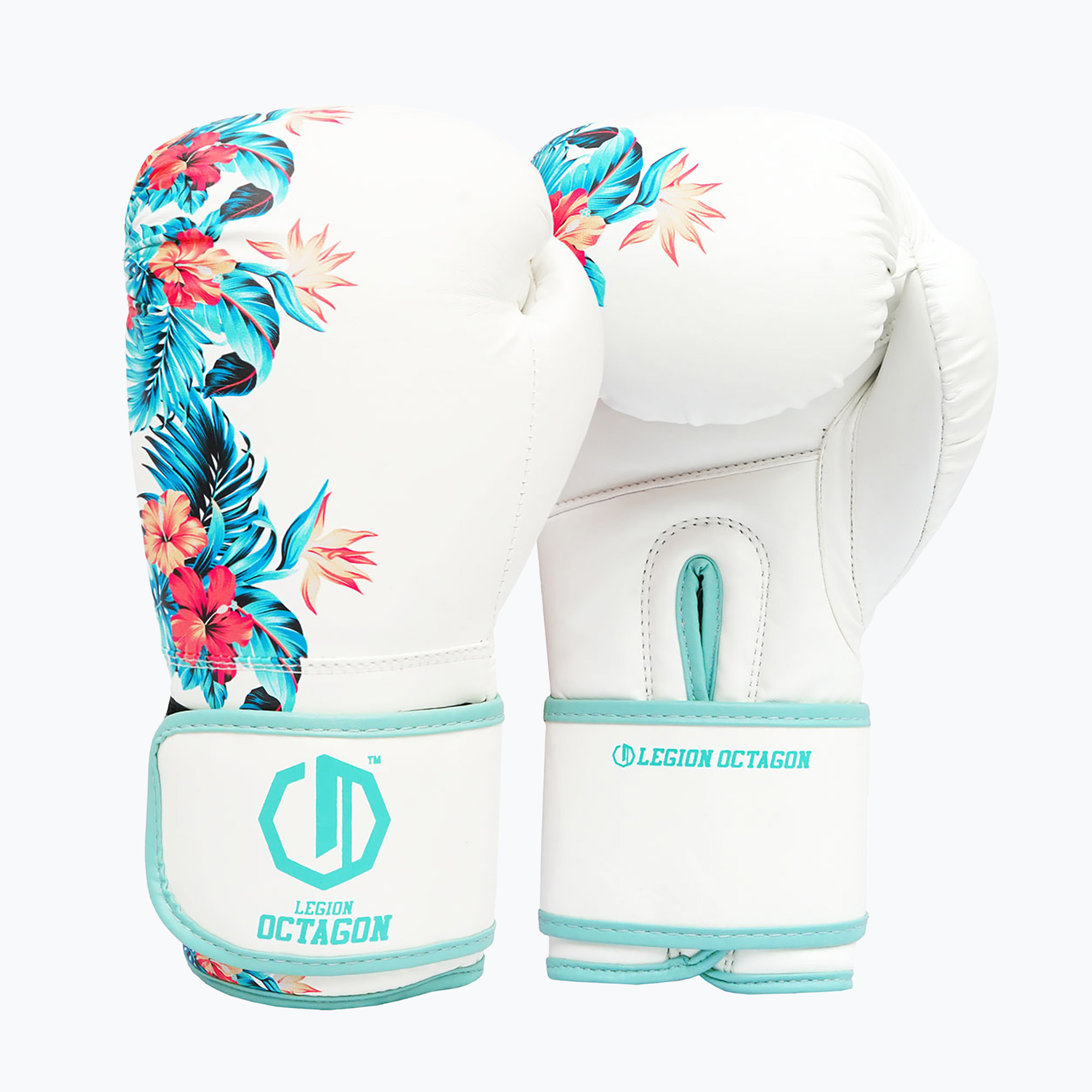 Rękawice bokserskie Octagon Legion Flower white/sea green 