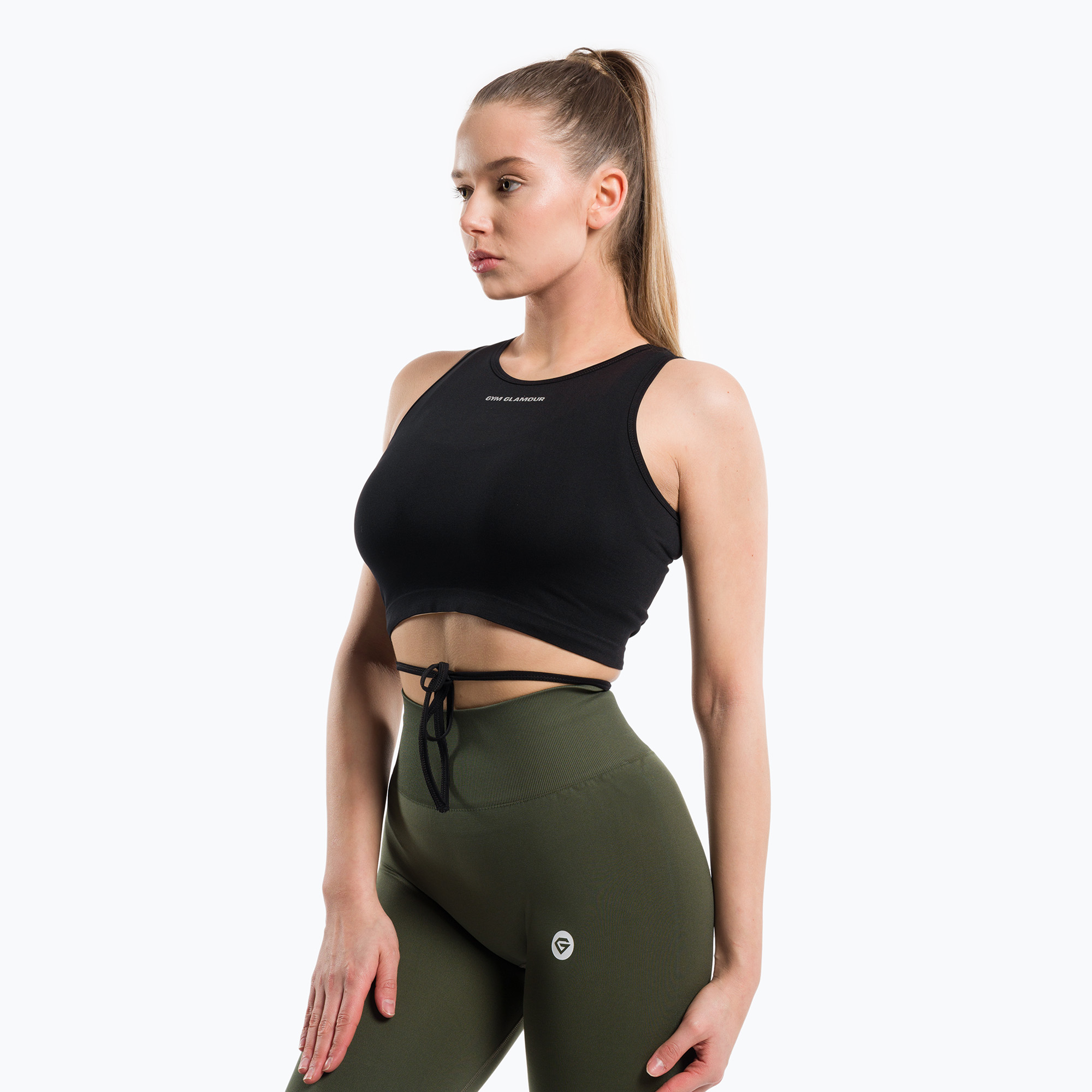 Top da allenamento donna Gym Glamour Tied nero (XS) (Wiązany 440)