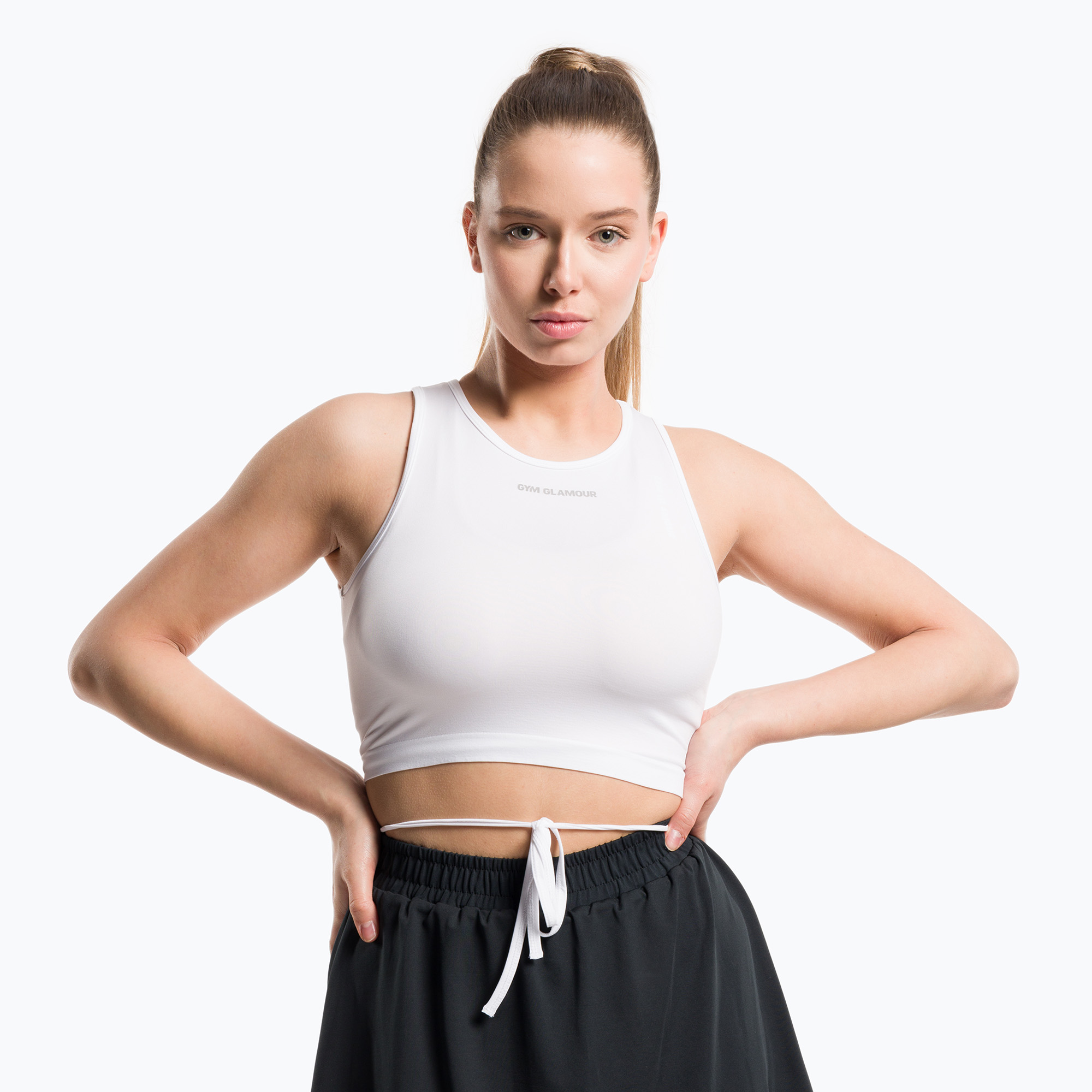 Top da allenamento donna Gym Glamour Tied bianco (M) (Wiązany 441)