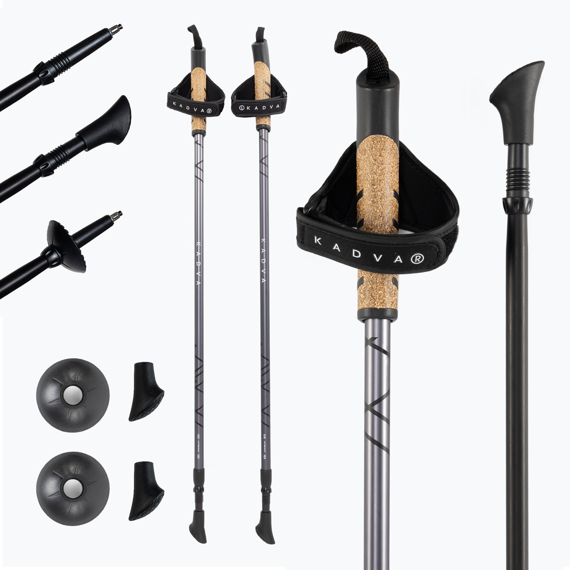 Kije nordic walking KADVA Aruku regulowane czarny 