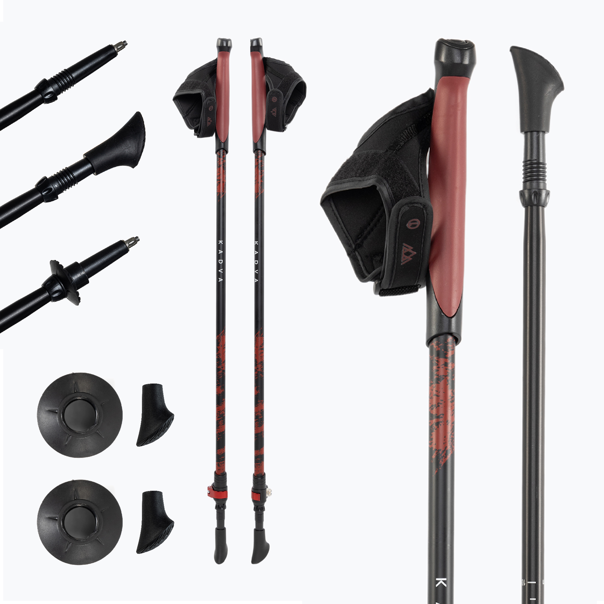 Kije nordic walking KADVA Halna  regulowane czerwony 