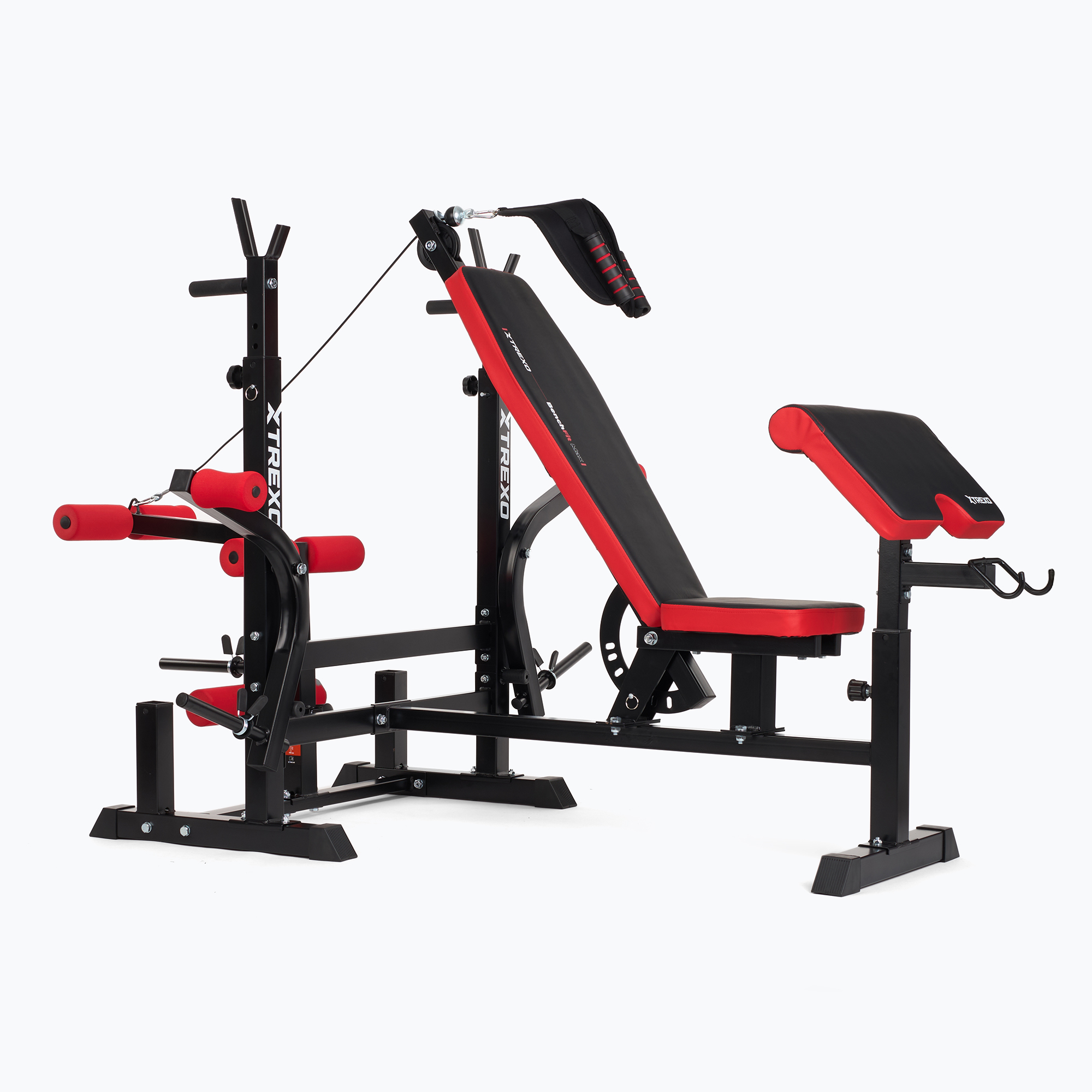 Ławka treningowa TREXO BenchFit Max ze stojakiem i modlitewnikiem czarny 