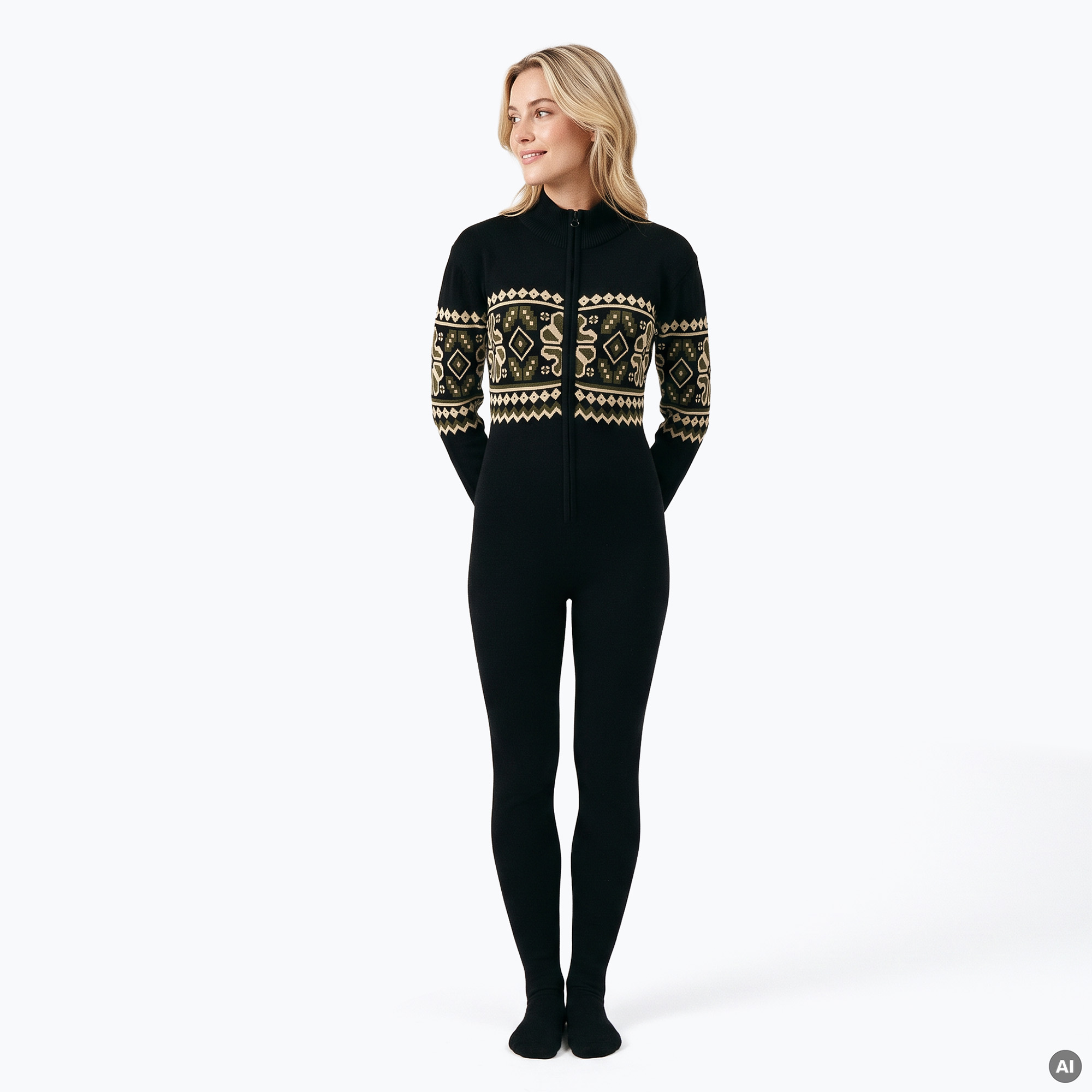 Kombinezon damski WOOLCANO SWT1095 merino czarny | WYSYŁKA W 24H | 30 DNI NA ZWROT