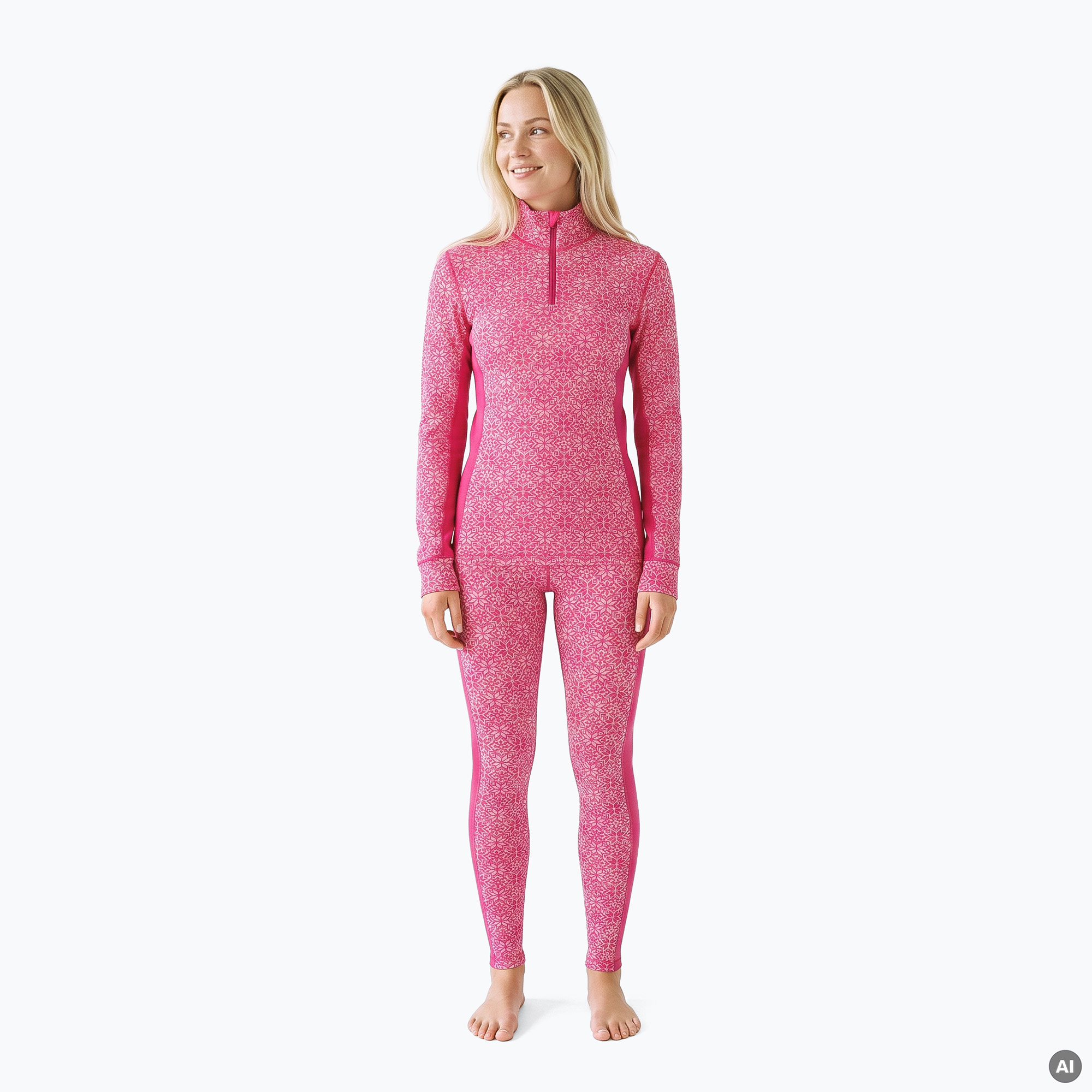 Komplet bielizny termoaktywnej damskiej WOOLCANOSET1121 100% merino różowy | WYSYŁKA W 24H | 30 DNI NA ZWROT