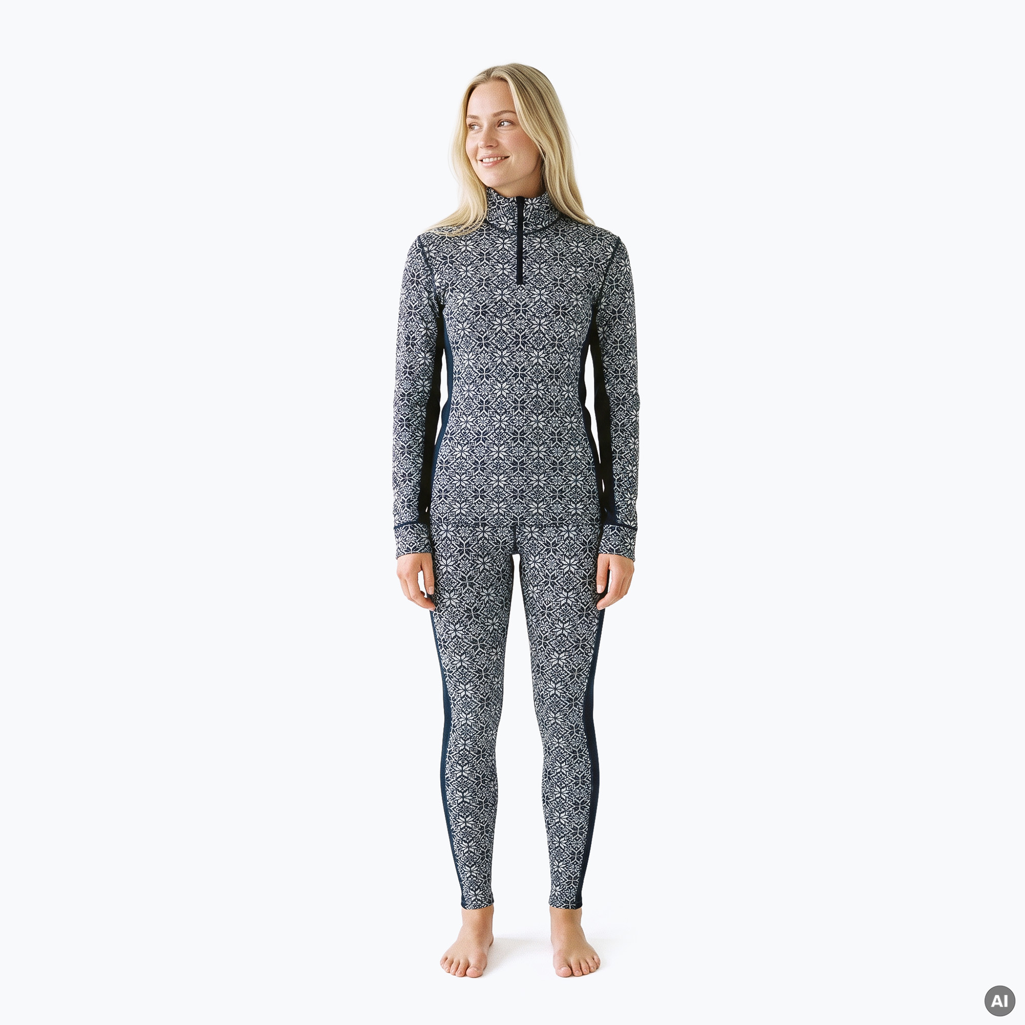 Komplet bielizny termoaktywnej damskiej WOOLCANOSET1121 100% merino granatowy | WYSYŁKA W 24H | 30 DNI NA ZWROT