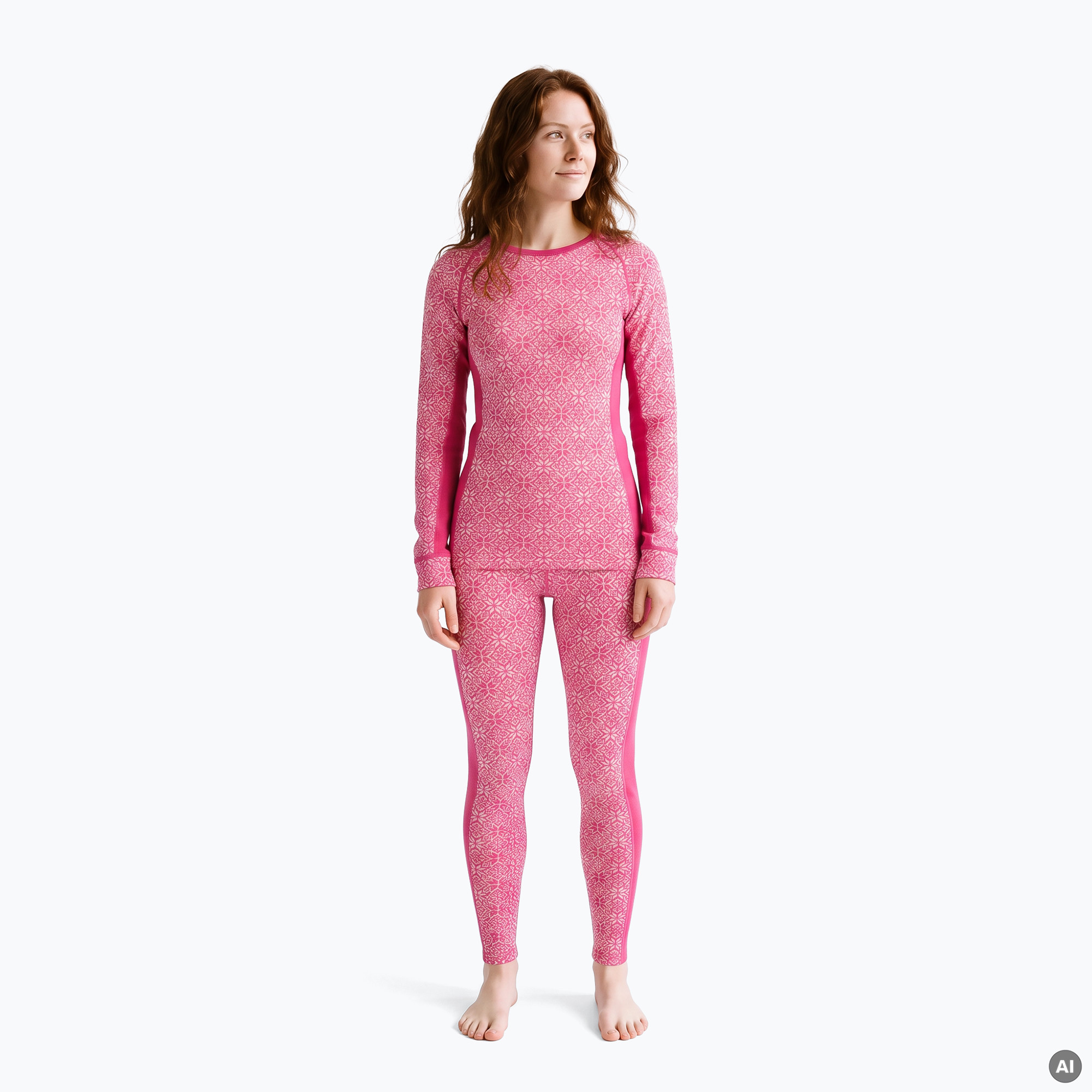 Komplet bielizny termoaktywnej damskiej WOOLCANO SET1109 100% merino różowy | WYSYŁKA W 24H | 30 DNI NA ZWROT