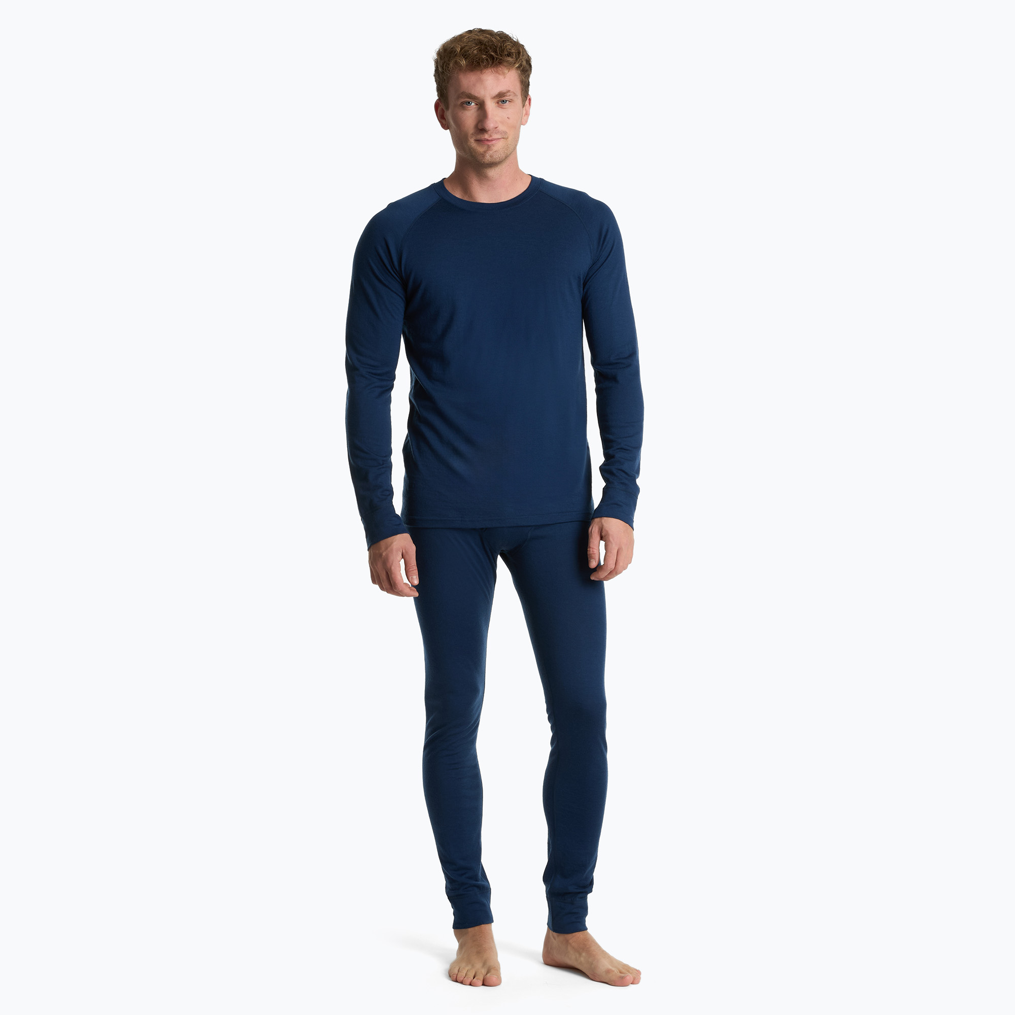 Set di biancheria intima termica da uomo WOOLCANO Merino SET0540 blu navy (M) (Merino SET0540 WLC-B4APO22-NAV)