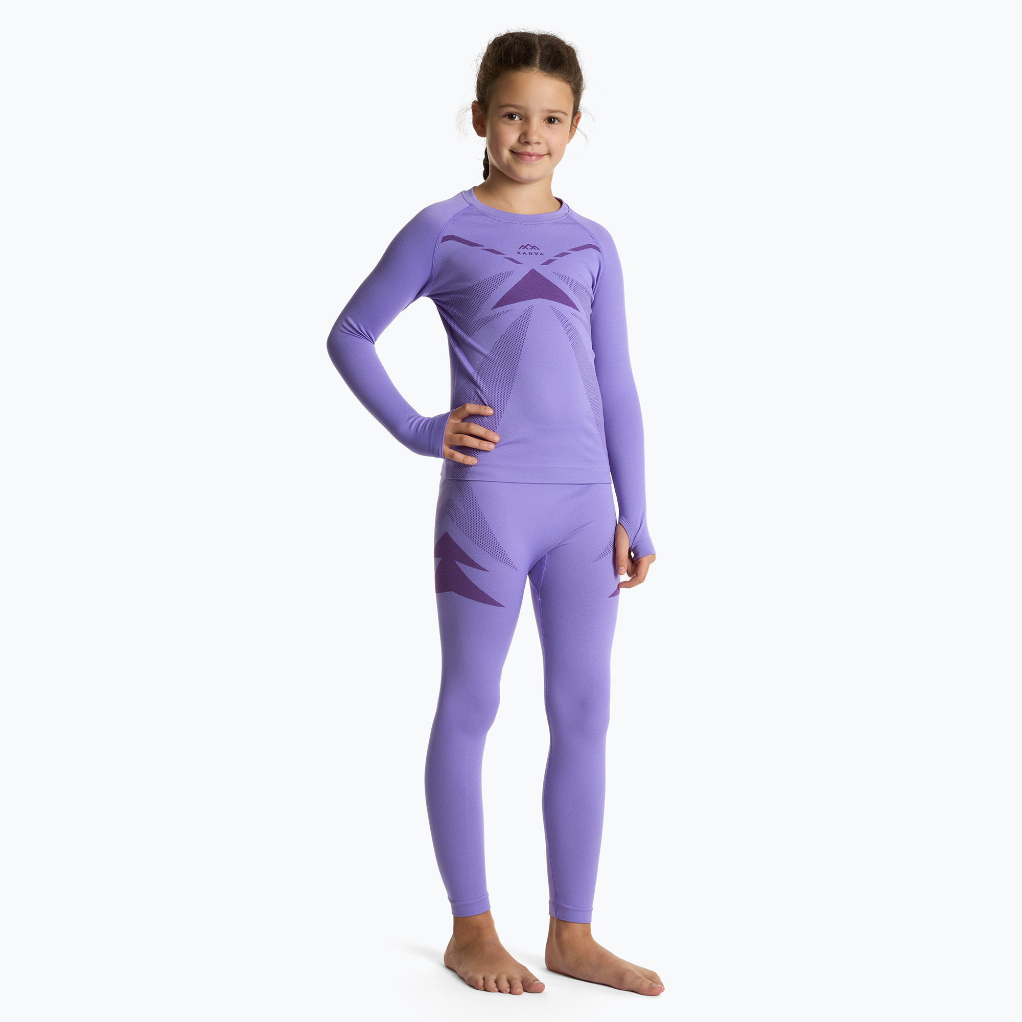 Set de lenjerie termică pentru copii KADVA ALPINESTEP THERMO LIGHT PLUS fără cusături, violet