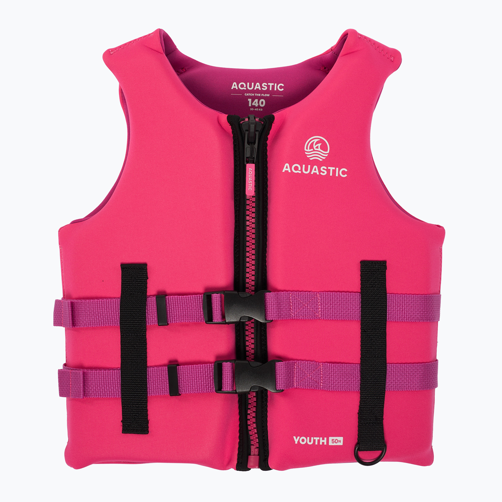 Gilet di assicurazione AQUASTIC Youth 50N per bambini, rosa (128cm) (Youth 50N AQS-B5I140-PK)
