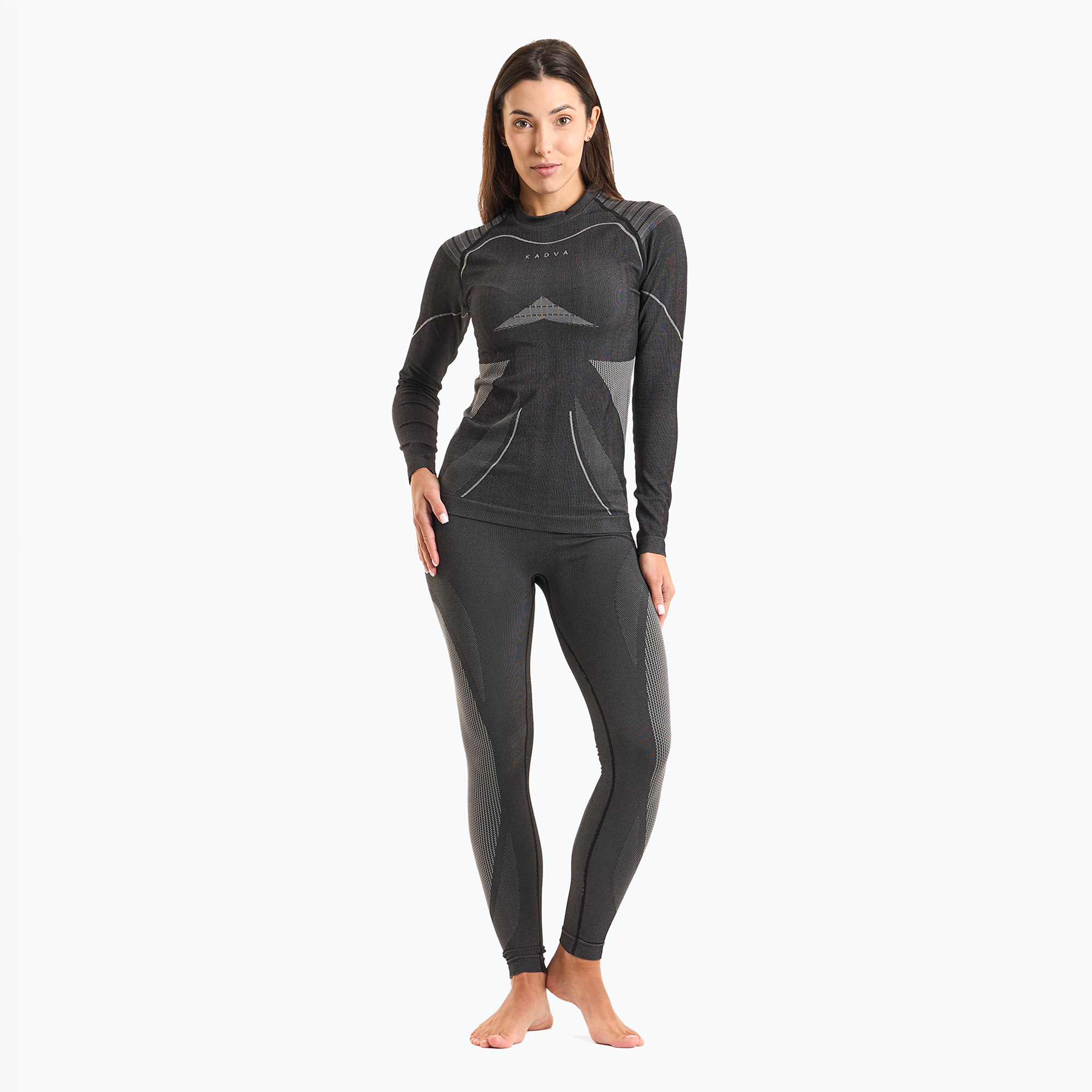 Set de lenjerie termoactivă pentru femei KADVA Streif W Set gri-închis (Streif W Set KDV-B4AP015-BLK)
