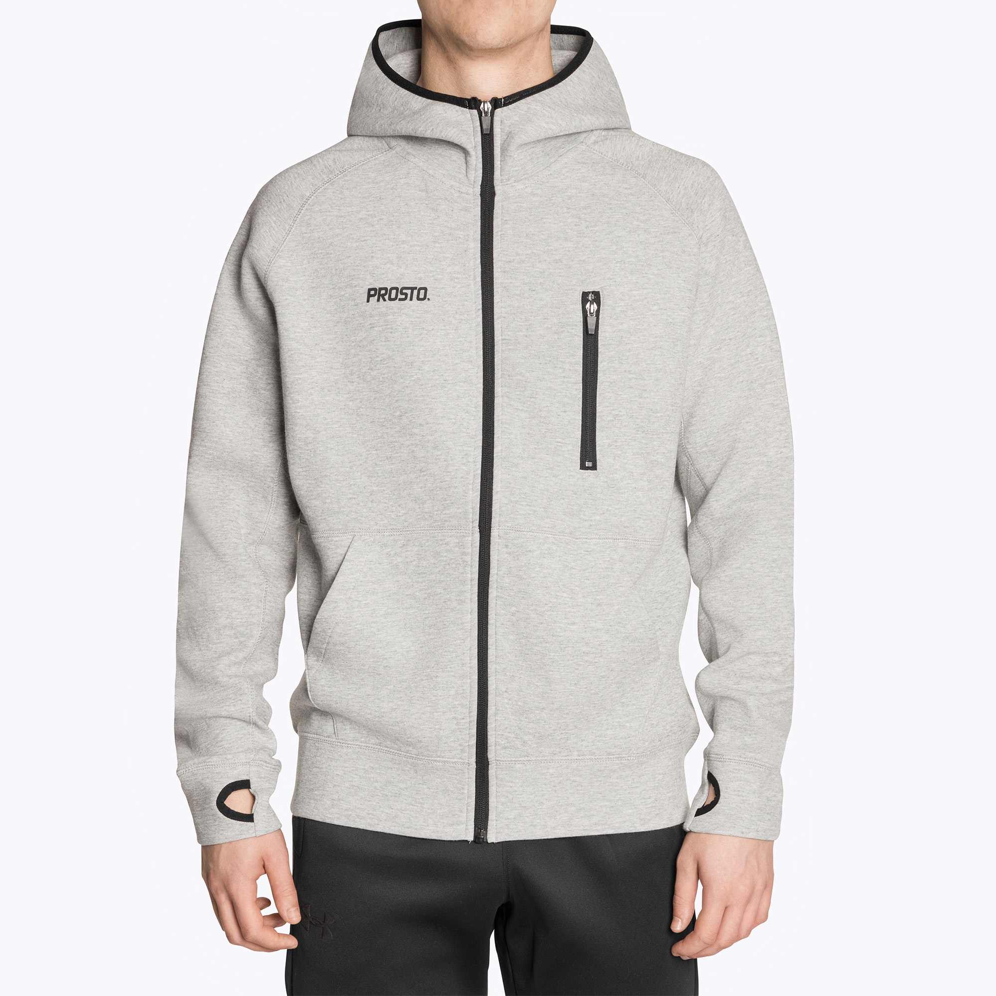 Felpa con cappuccio PROSTO Tech Zip da uomo Speedy grigio (L) (Tech Zip Zip Hoodie Speedy KL241MSWE2101M)