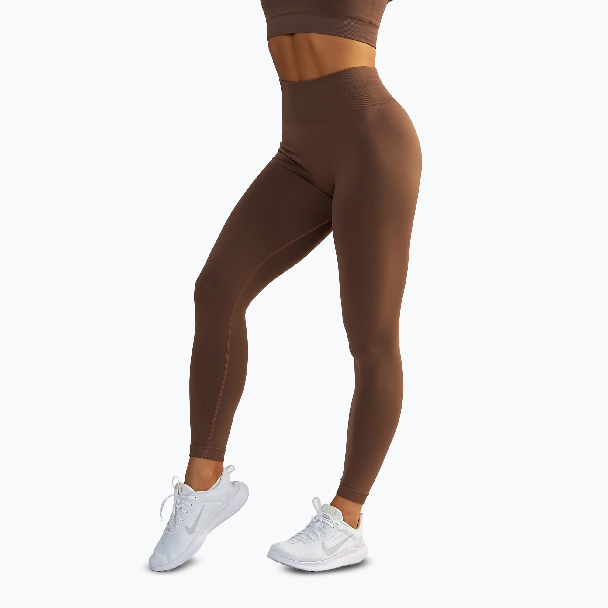 Legginsy treningowe damskie BeShaped Gym Queen brown 