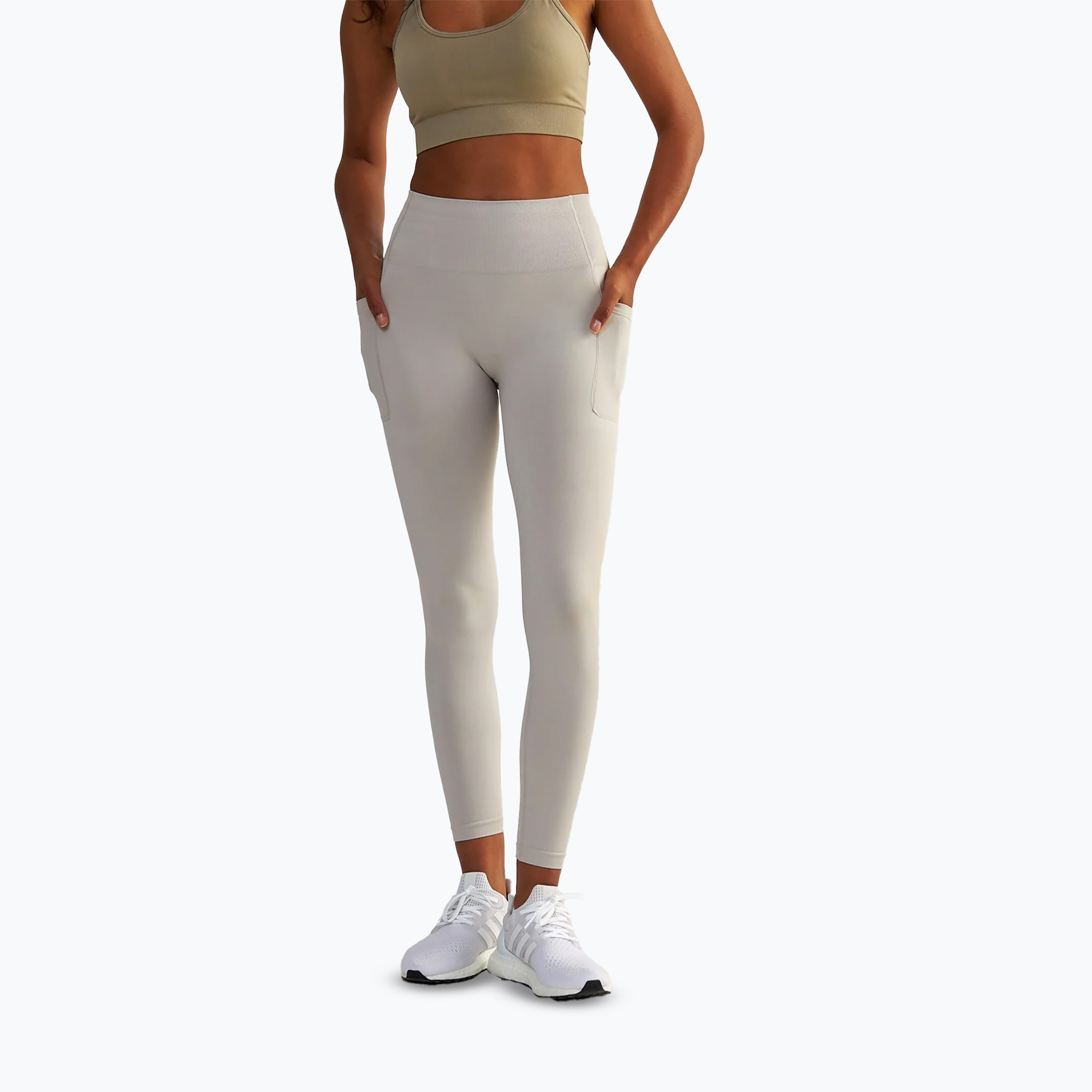 Legginsy treningowe damskie BeShaped Lift Me Up light grey 